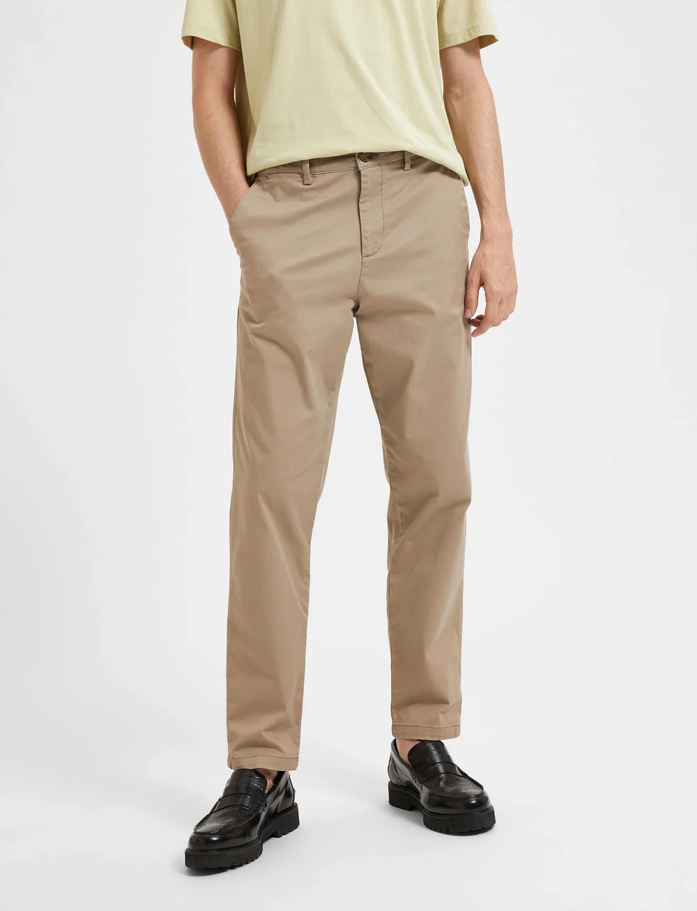 Selected - SLHSLIMTAPE-NEW MILES 172 FLEX PANTS W N - „chino“ stiliaus kelnės - greige - 0