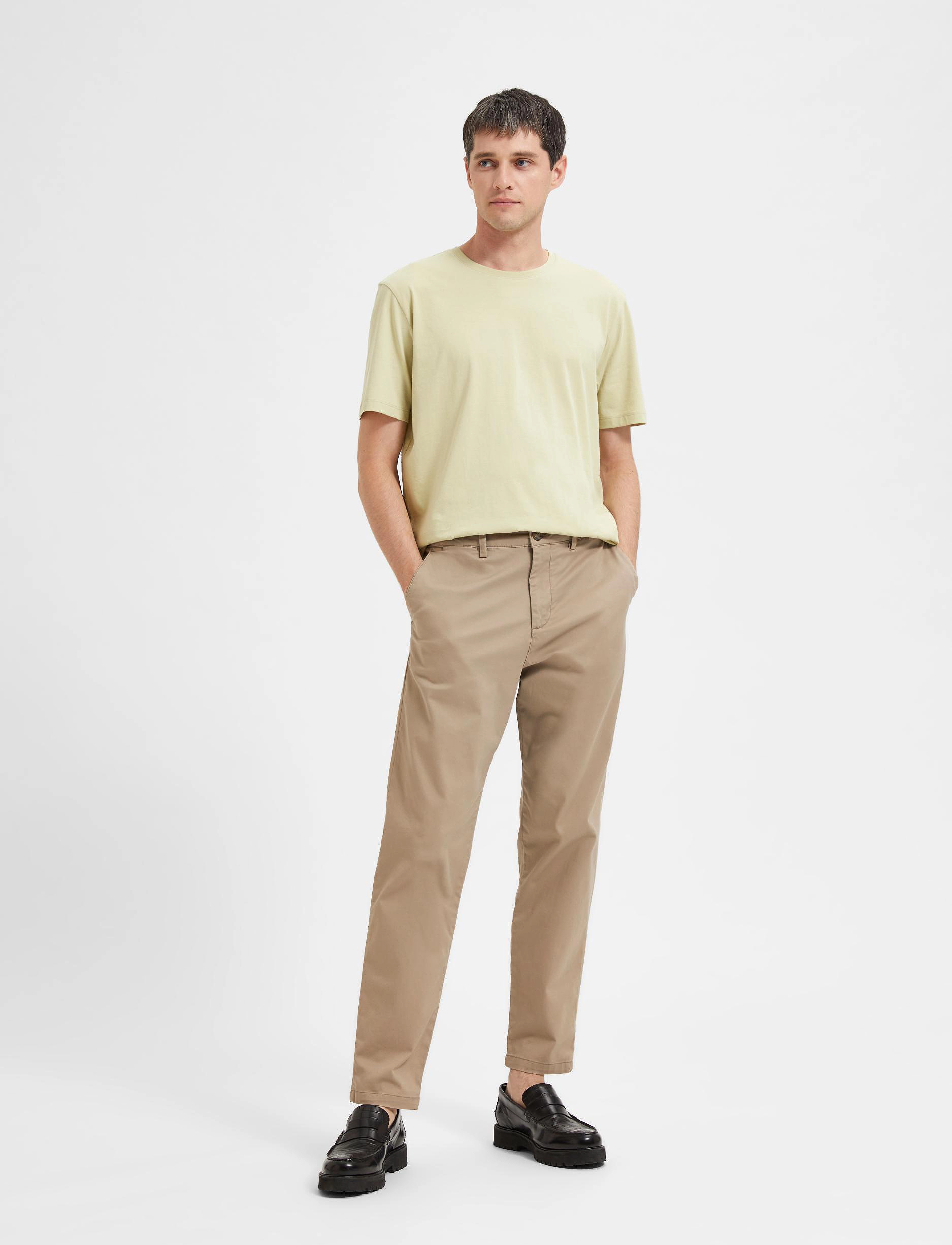 Selected - SLH172-SLIMTAPE-NEW MILES FLEX PANT N - greige - 3
