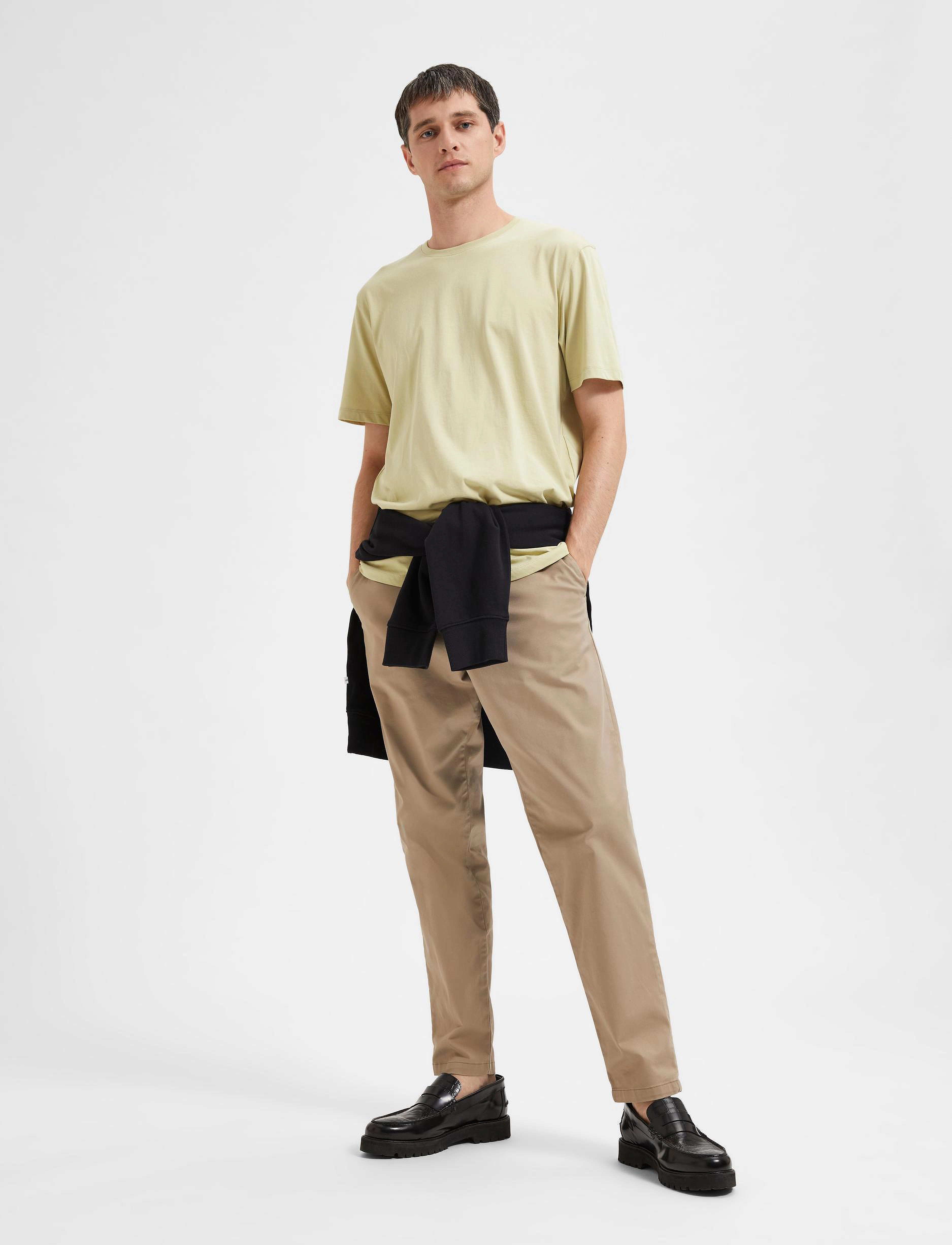 Selected - SLH172-SLIMTAPE-NEW MILES FLEX PANT N - greige - 4