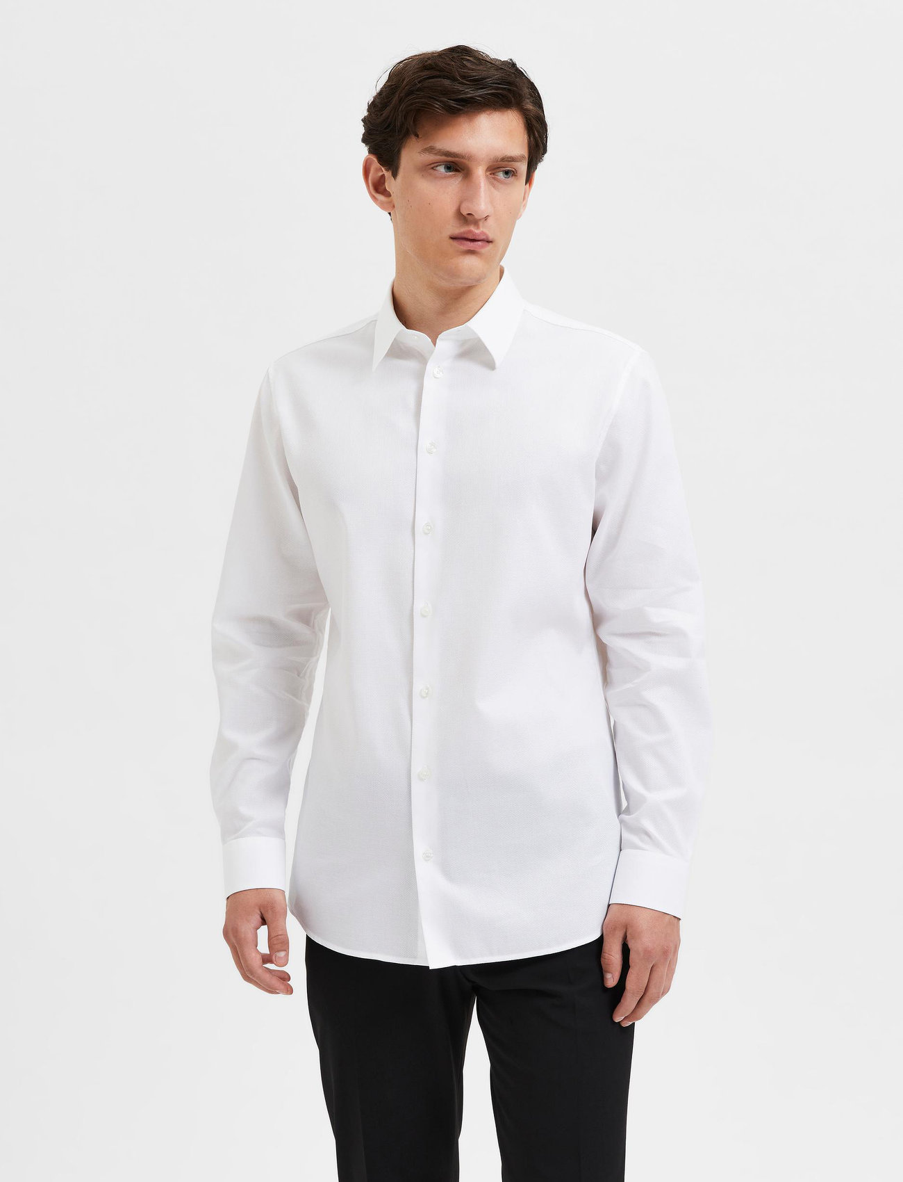 Selected Homme - SLHSLIMNATHAN-SOLID SHIRT LS B - basic skjorter - bright white - 1