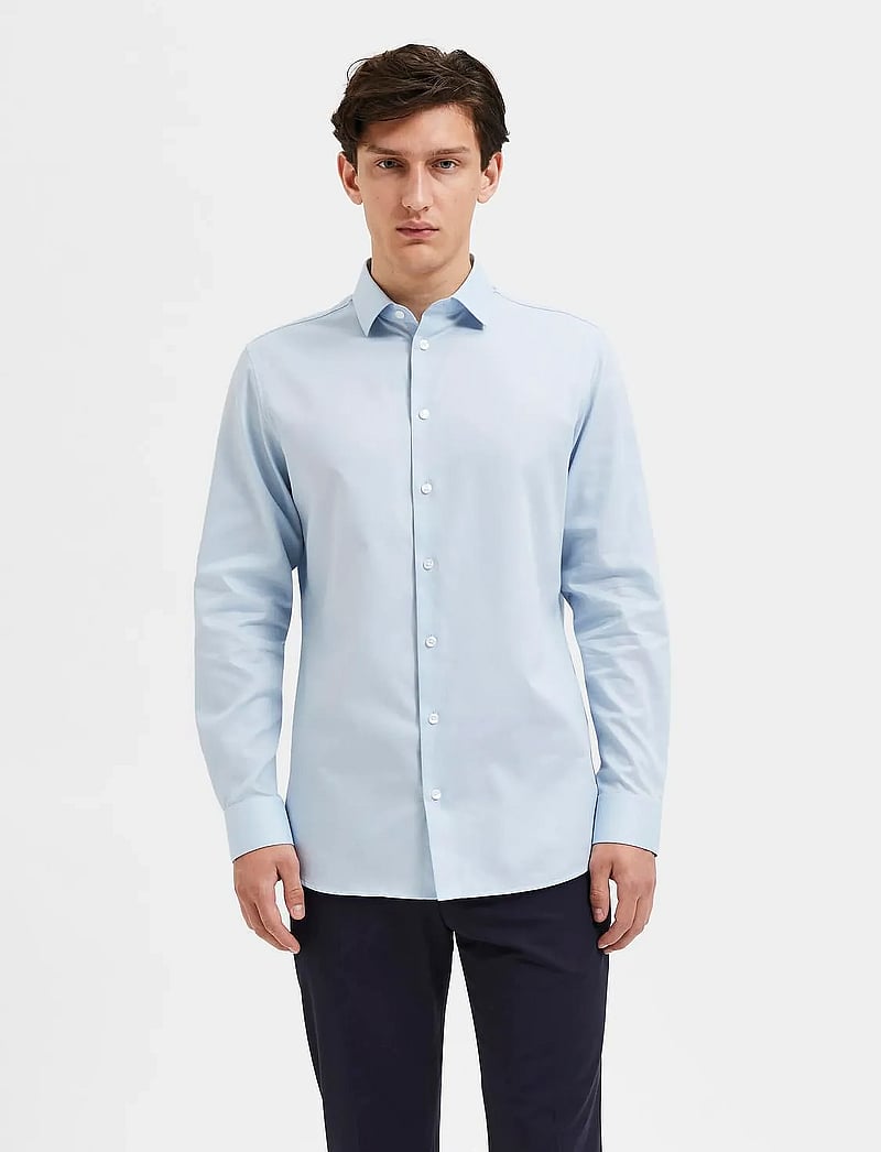 Selected - SLHSLIMNATHAN-SOLID SHIRT LS B - kostymskjortor - light blue - 0