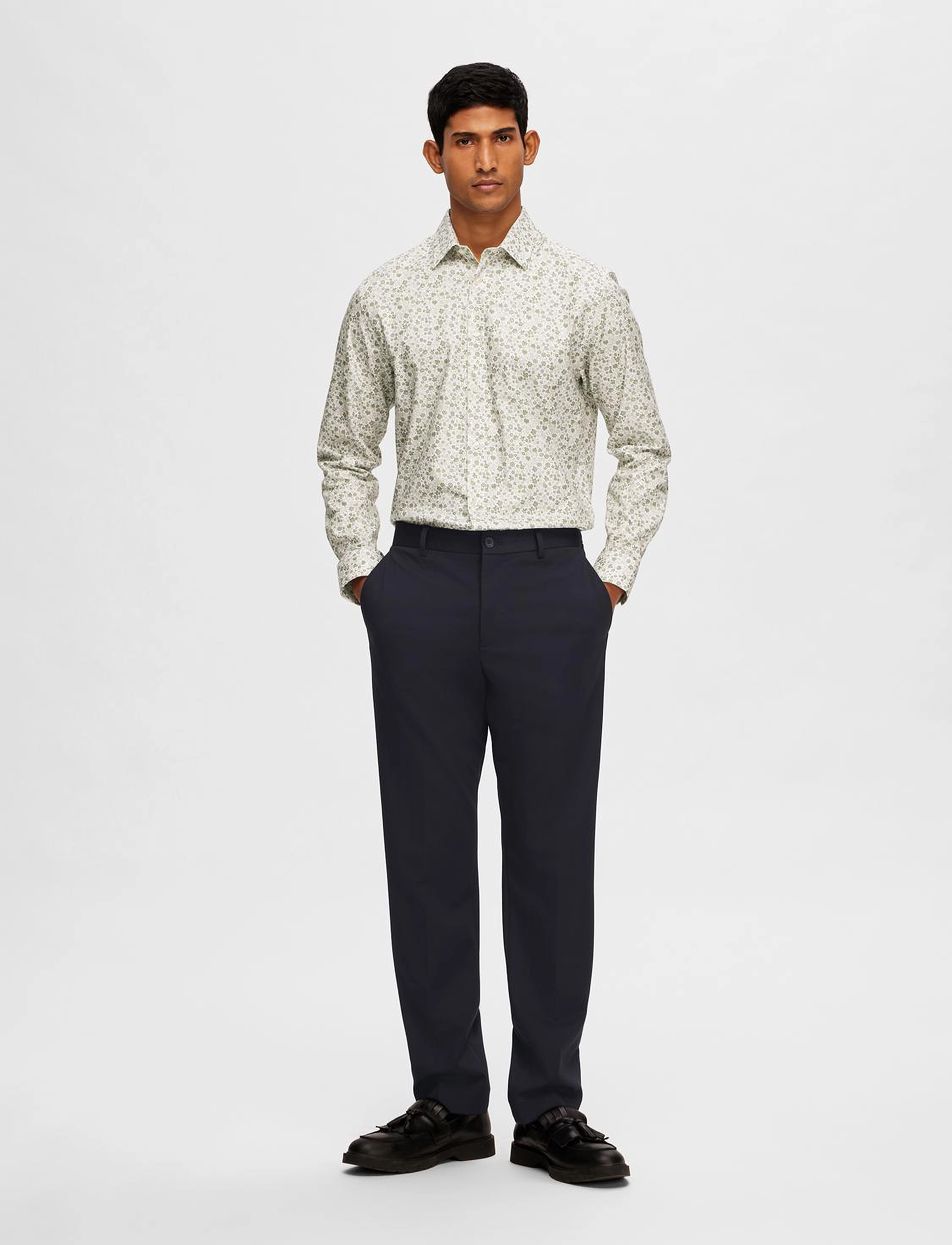 Selected - SLHSLIM-ETHAN SHIRT LS AOP NOOS - bright white - 5