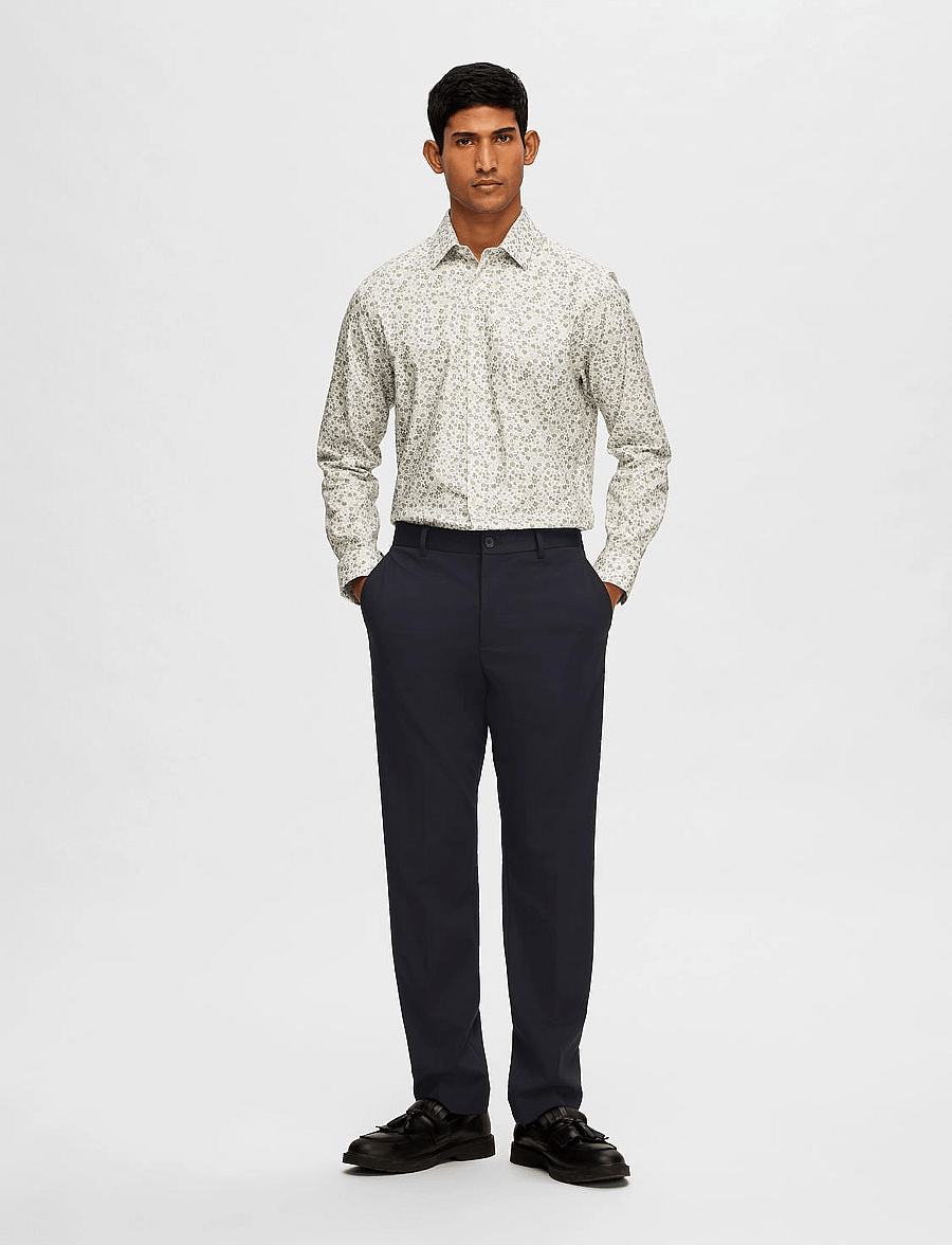 Selected - SLHSLIM-ETHAN SHIRT LS AOP NOOS - bright white - 5