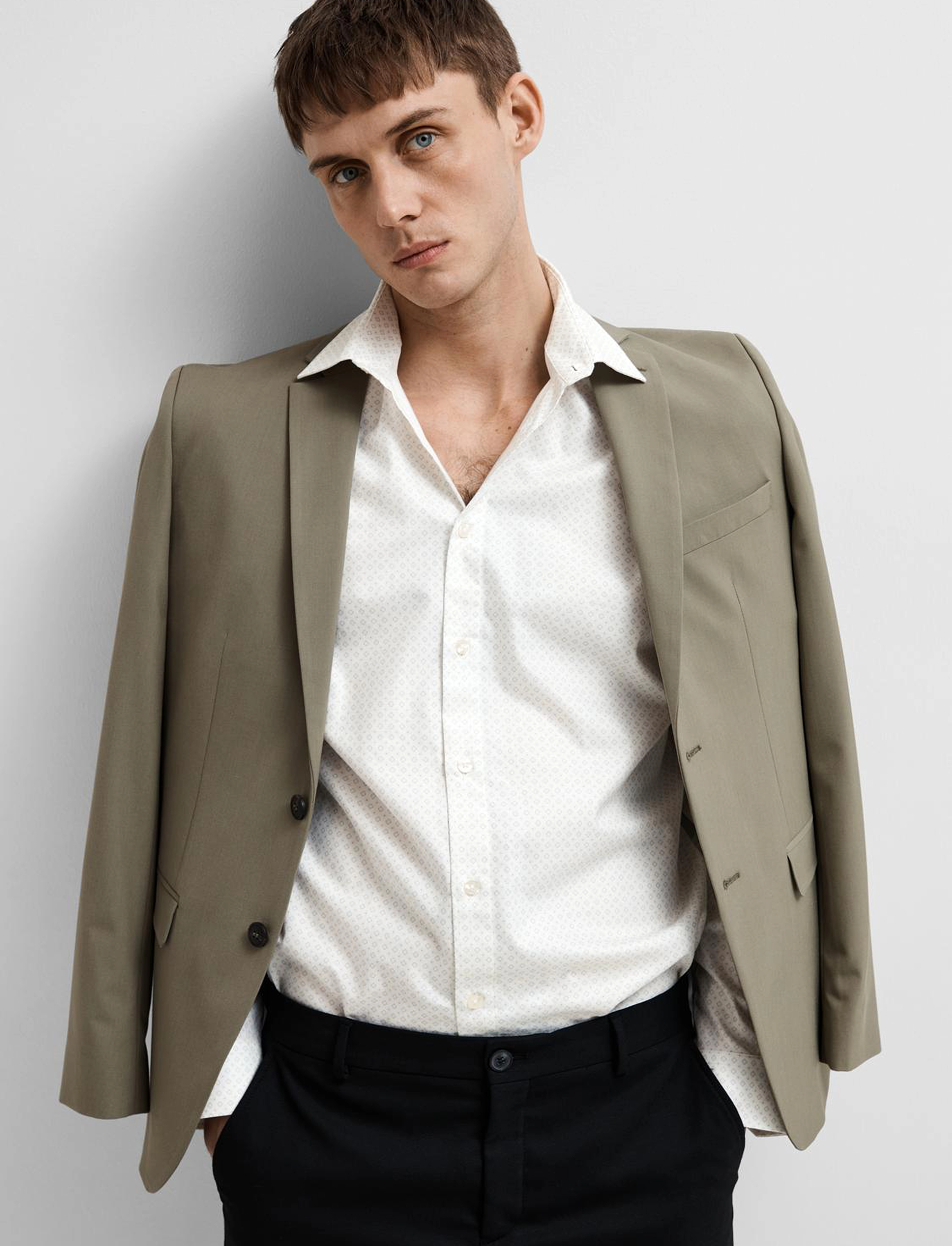 Selected - SLHSLIM-ETHAN SHIRT LS AOP NOOS - bright white - 2