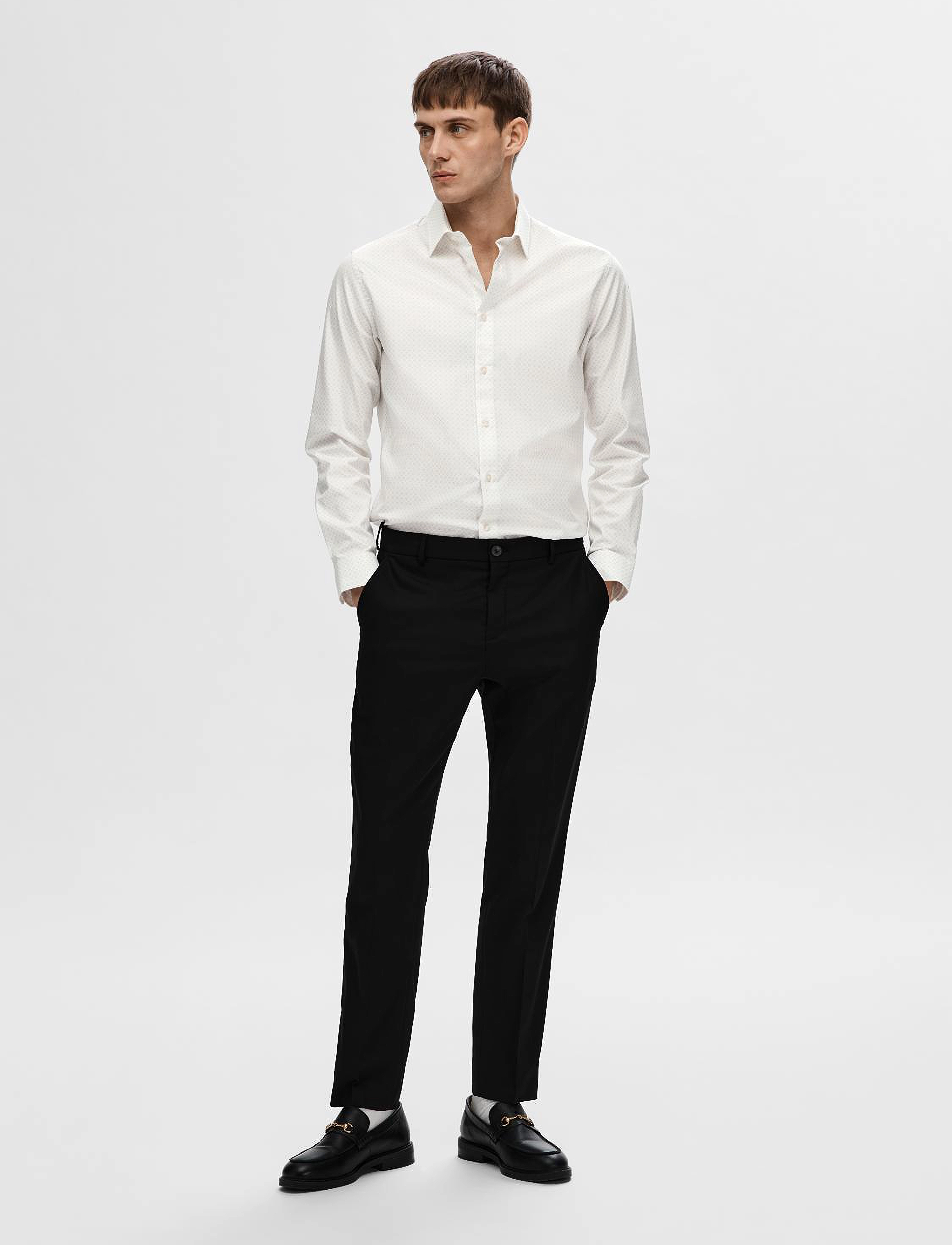 Selected - SLHSLIM-ETHAN SHIRT LS AOP NOOS - bright white - 4