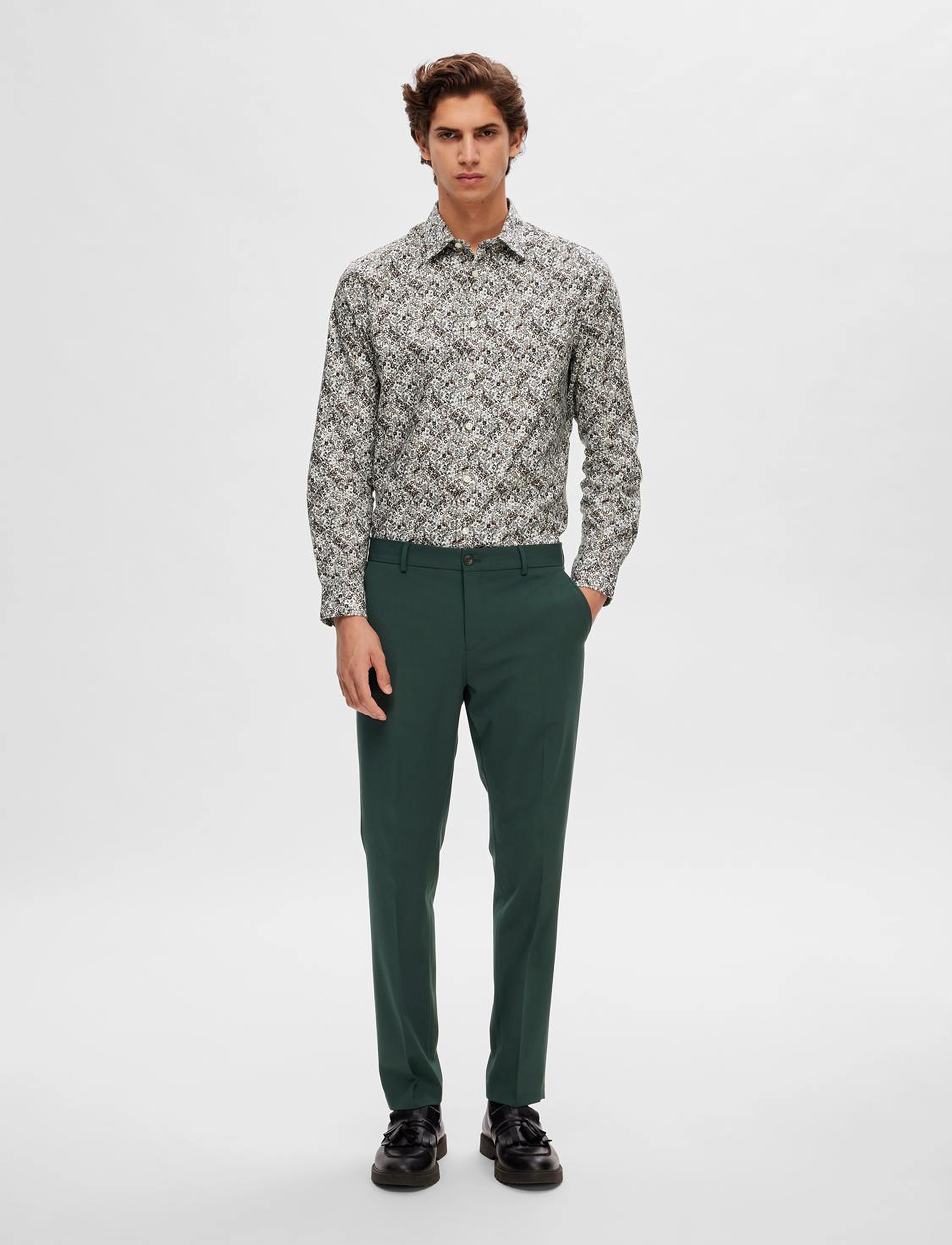 Selected - SLHSLIM-ETHAN SHIRT LS AOP NOOS - bright white - 4