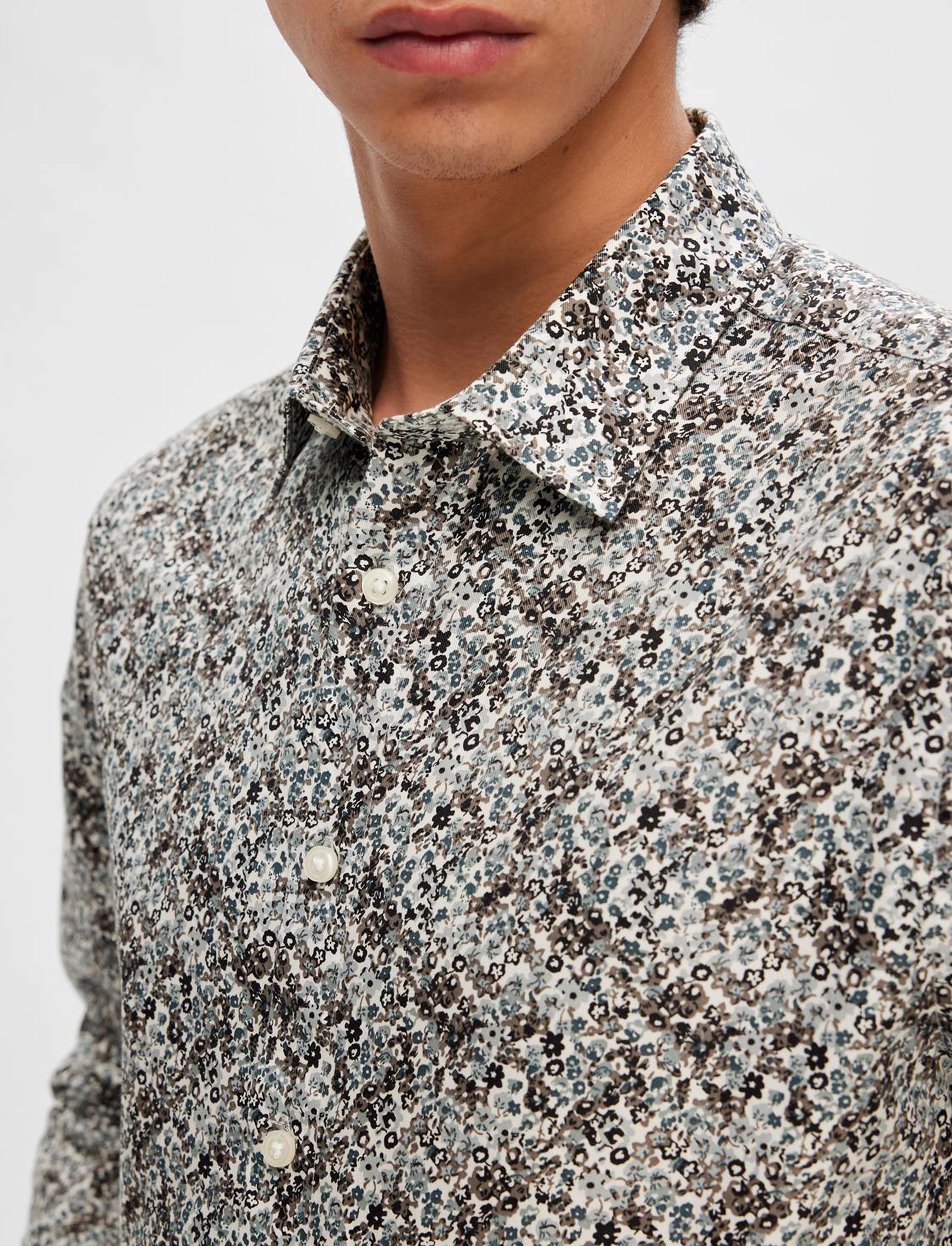 Selected - SLHSLIM-ETHAN SHIRT LS AOP NOOS - bright white - 5
