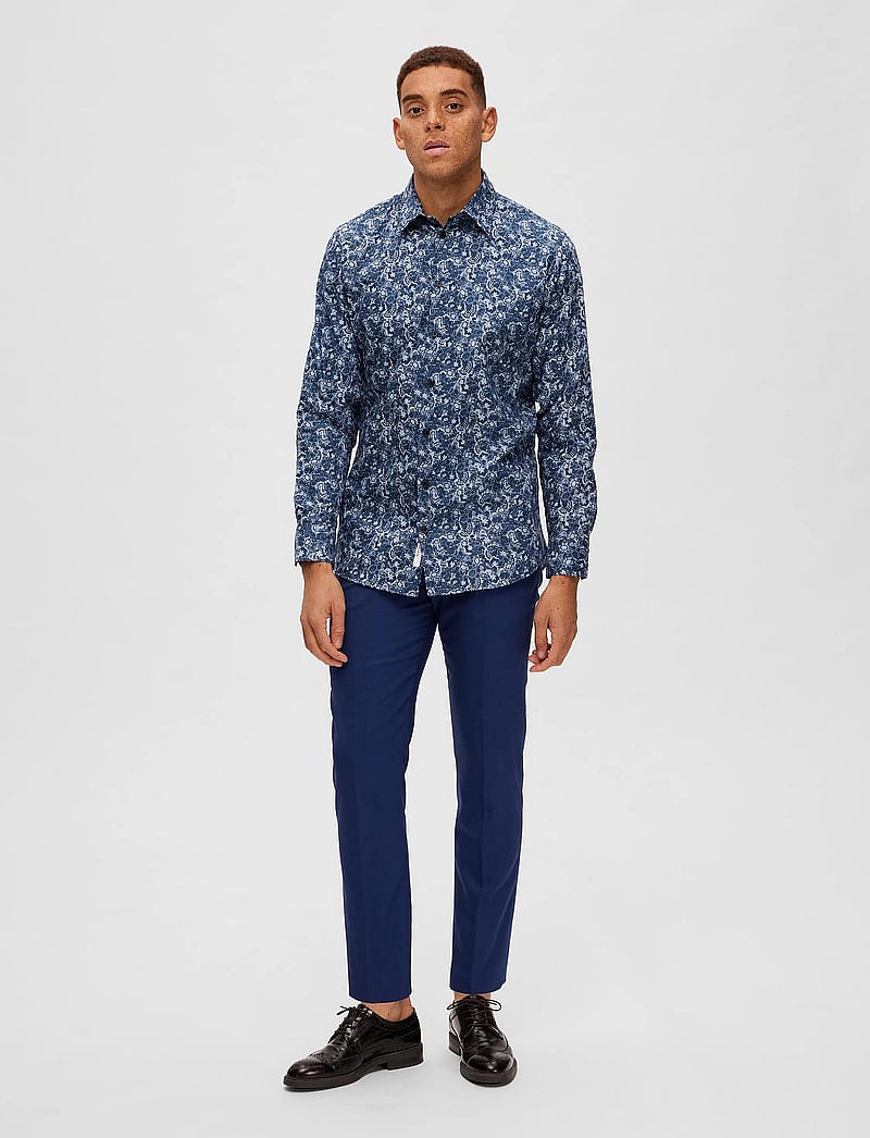 Selected - SLHSLIM-ETHAN SHIRT LS AOP NOOS - mønstrede skjorter - moonlit ocean - 4