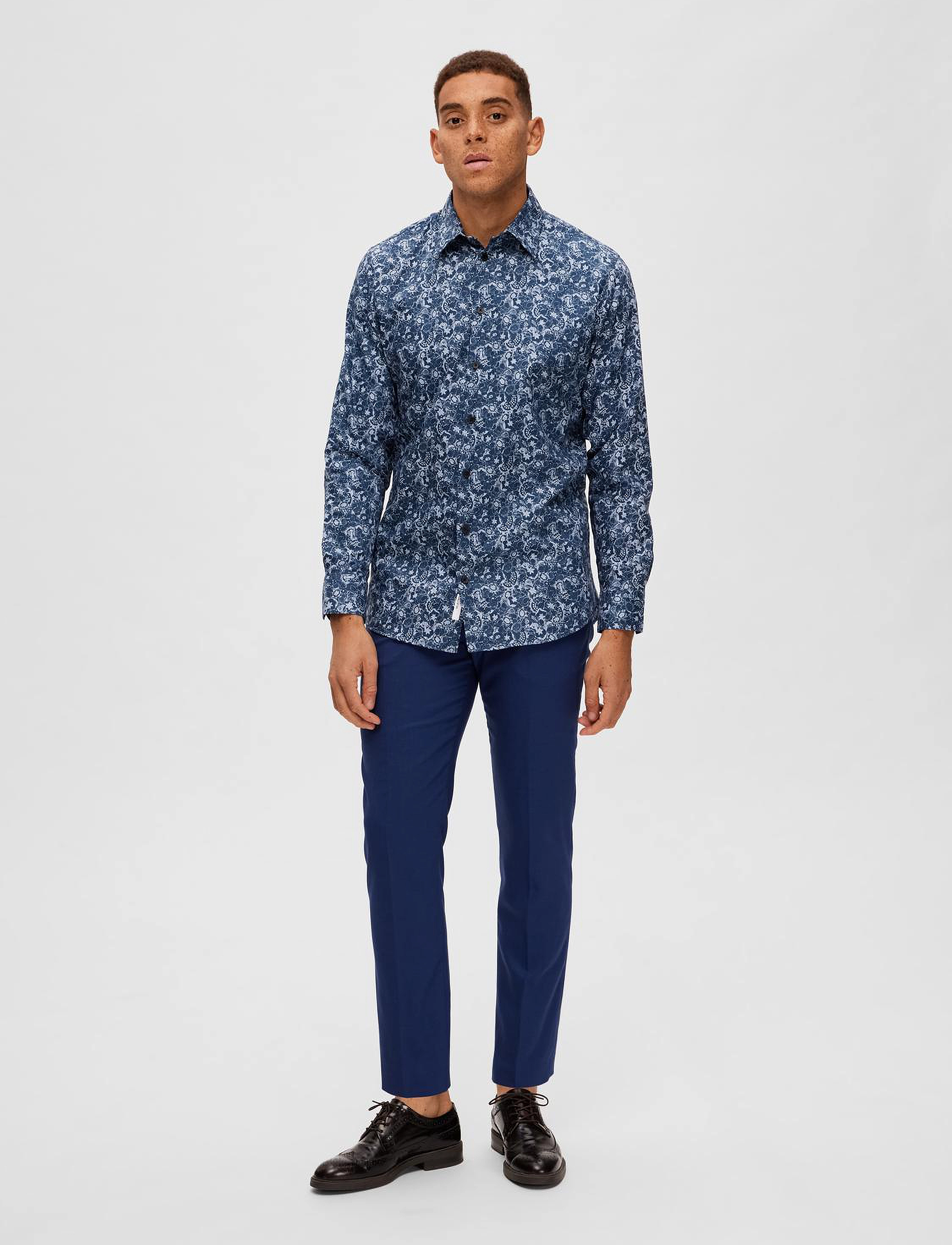 Selected - SLHSLIM-ETHAN SHIRT LS AOP NOOS - moonlit ocean - 4