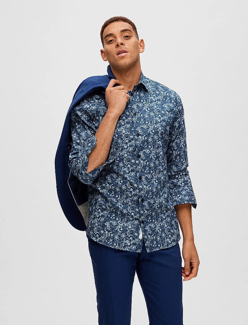 Selected - SLHSLIM-ETHAN SHIRT LS AOP NOOS - mønstrede skjorter - moonlit ocean - 5