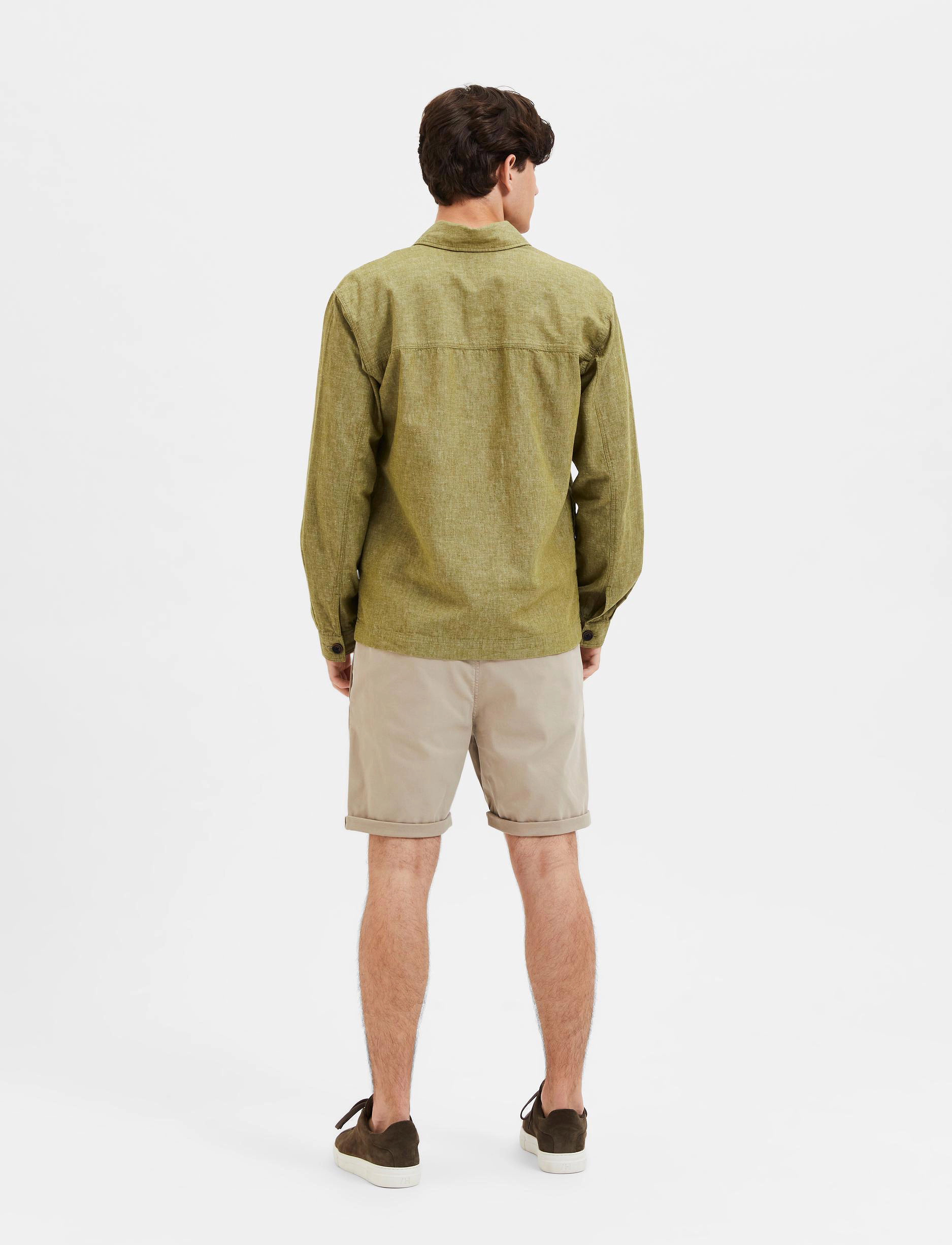 Selected Homme - SLHLOOSEBLAS-LINEN OVERSHIRT LS W - olive branch - 3