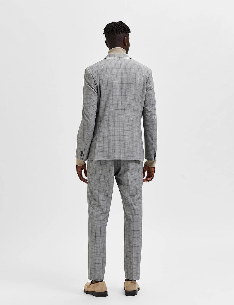Selected - SLHSLIM-LIAM LT GREY CHK BLZ FLEX B - einreiher - light grey melange - 2