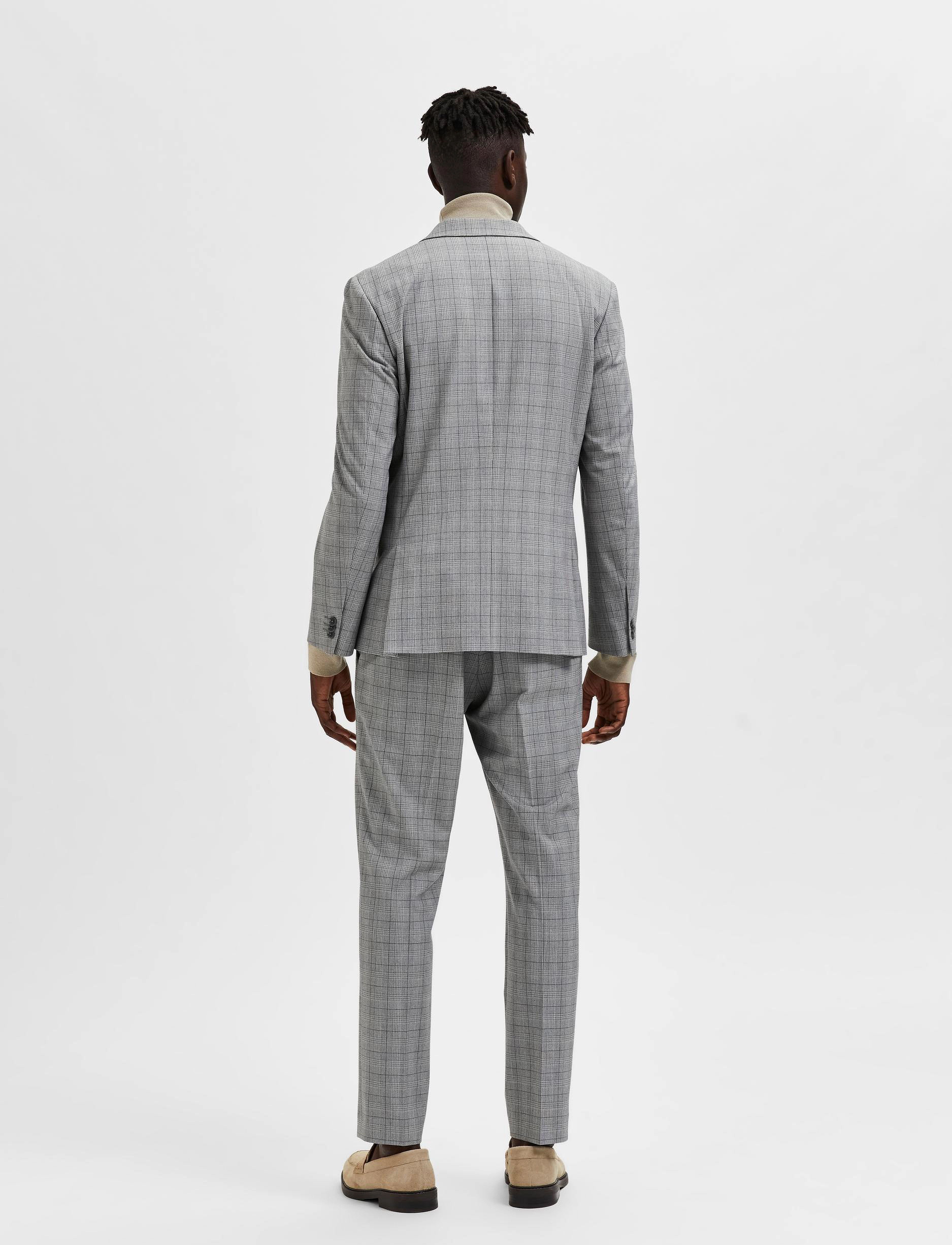 Selected - SLHSLIM-LIAM LT GREY CHK BLZ FLEX B - light grey melange - 2