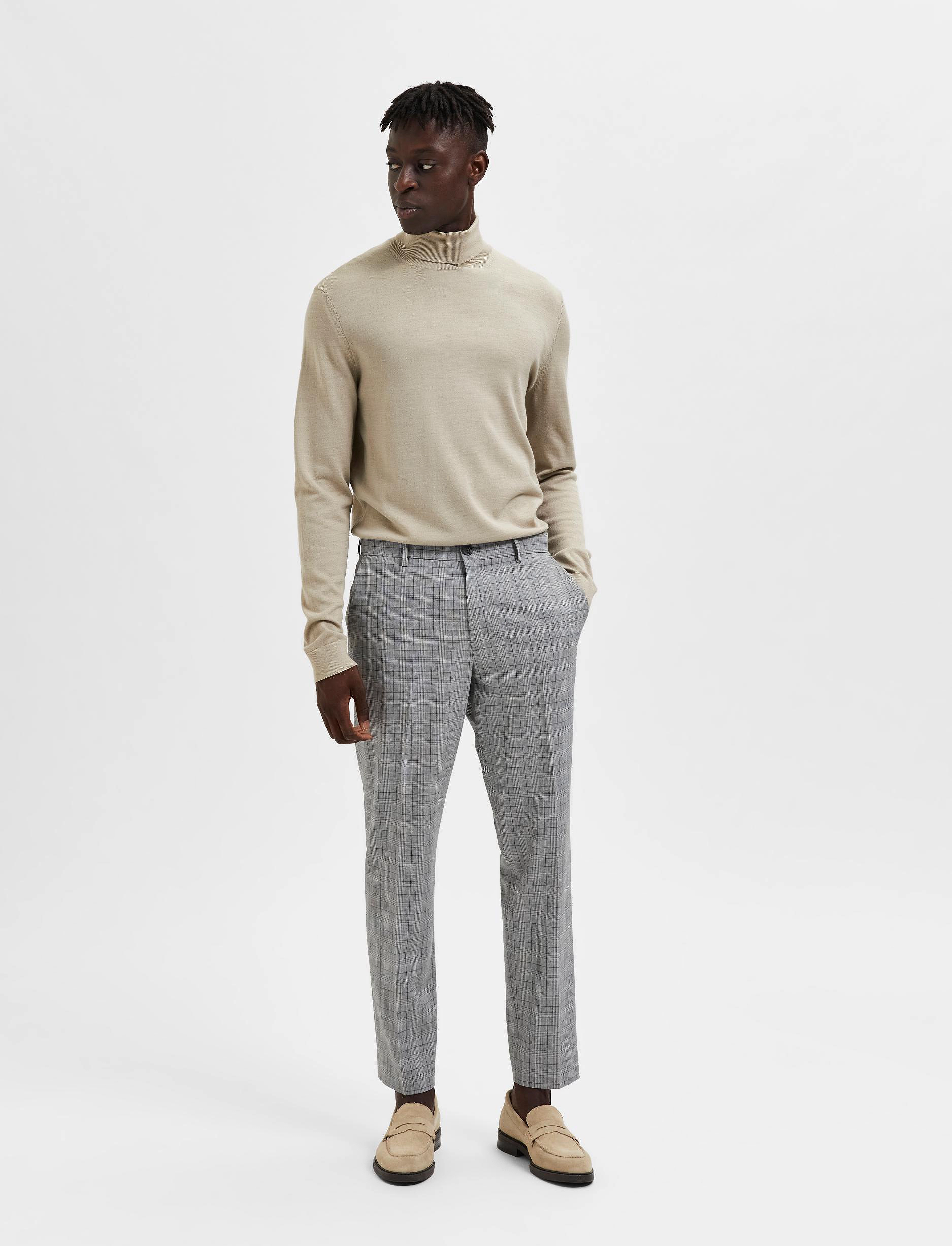 Selected Homme - SLHSLIM-LIAM LT GREY CHK TRS FLEX B NOOS - light grey melange - 5