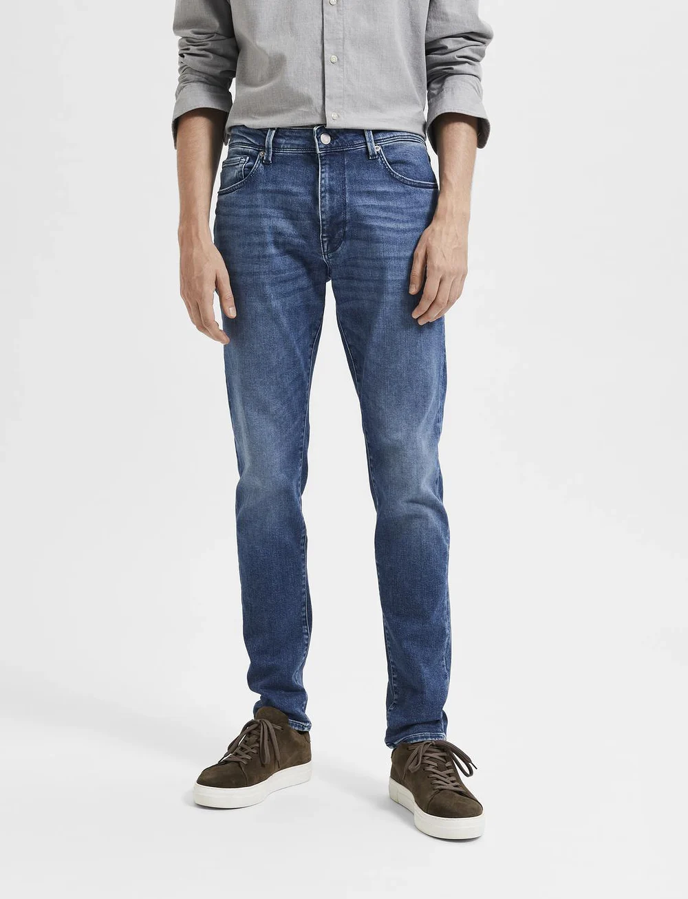 Selected - SLH175-SLIMLEON 31601 M.BLUE SOFT W - slim jeans - medium blue denim - 0