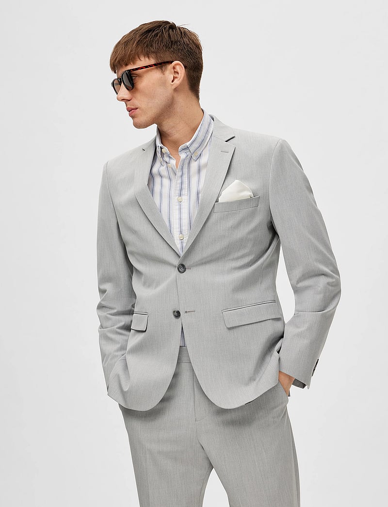 Selected - SLHSLIM-LIAM BLZ FLEX NOOS - enkelknäppta kavajer - light grey melange - 5