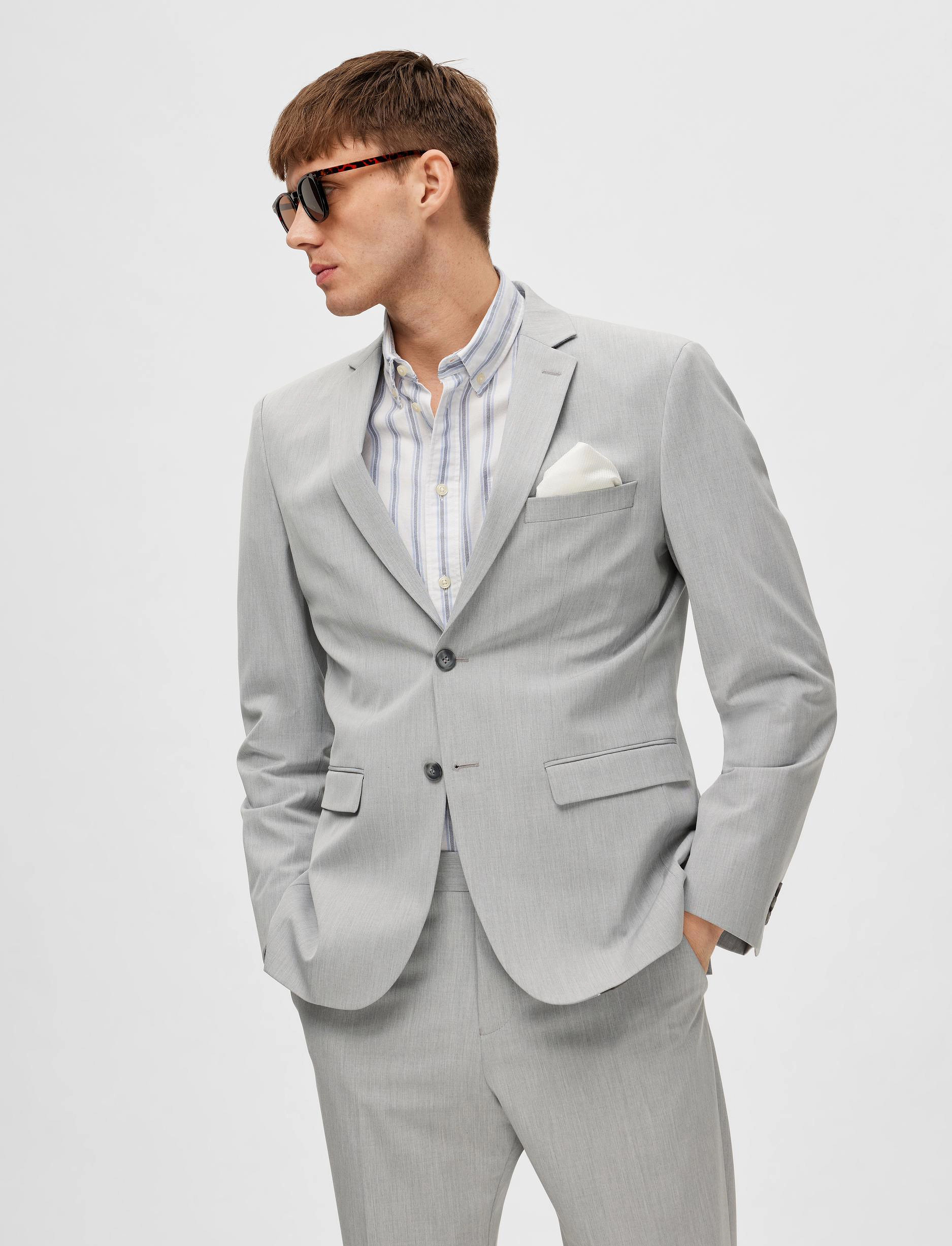 Selected - SLMSLIM-LIAM BLZ FLEX NOOS - einreiher - light grey melange - 5