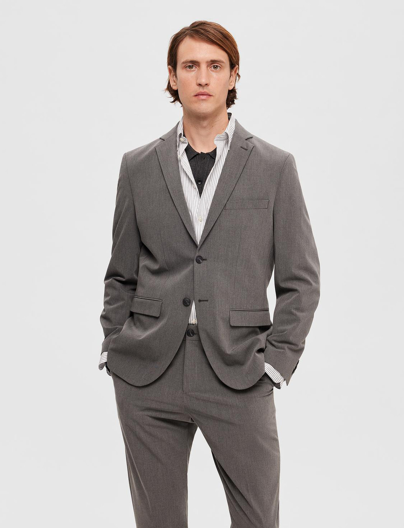 Selected Homme - SLHSLIM-LIAM BLZ FLEX NOOS - double breasted blazers - medium grey melange - 1