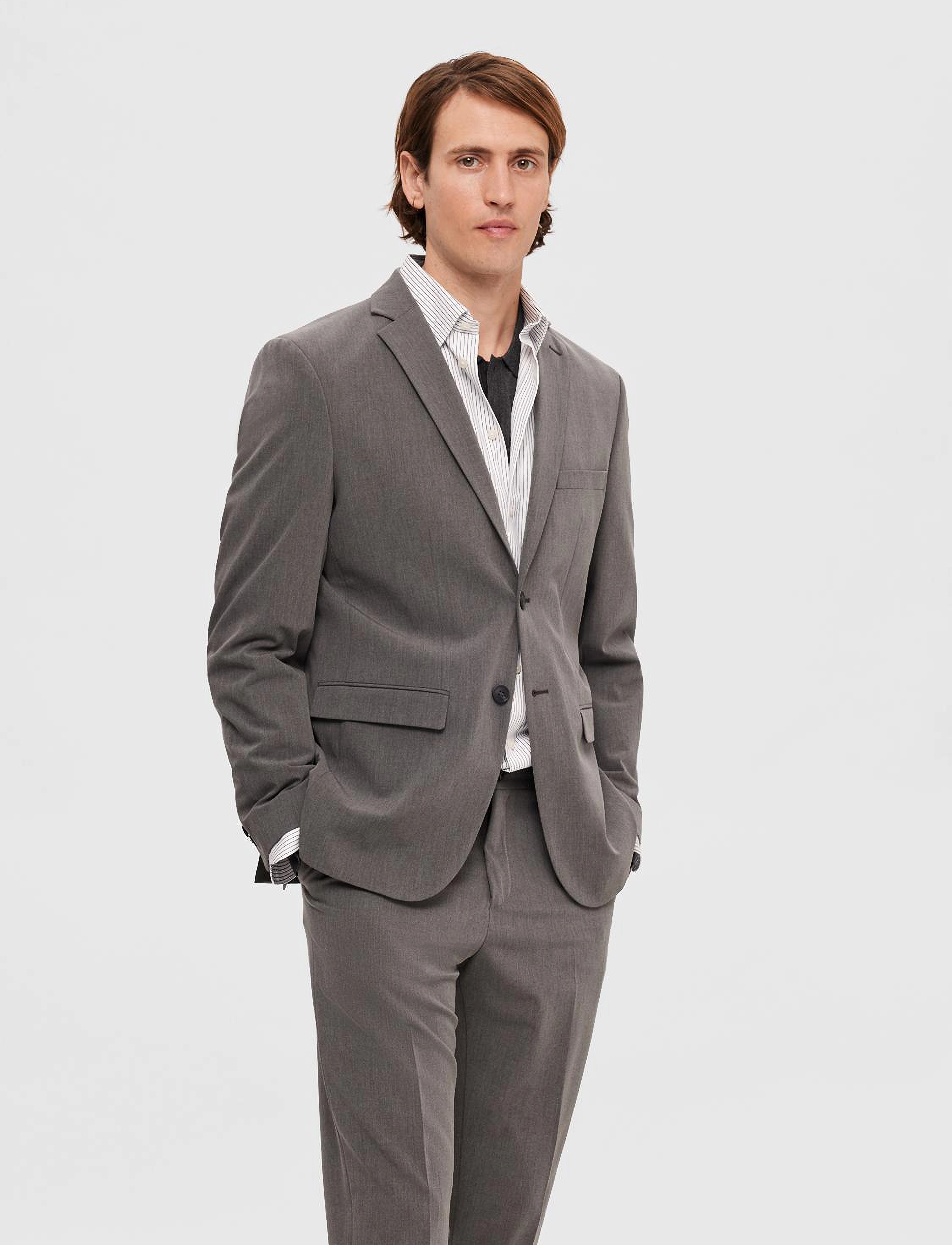 Selected - SLMSLIM-LIAM BLZ FLEX NOOS - enkelknäppta kavajer - medium grey melange - 3