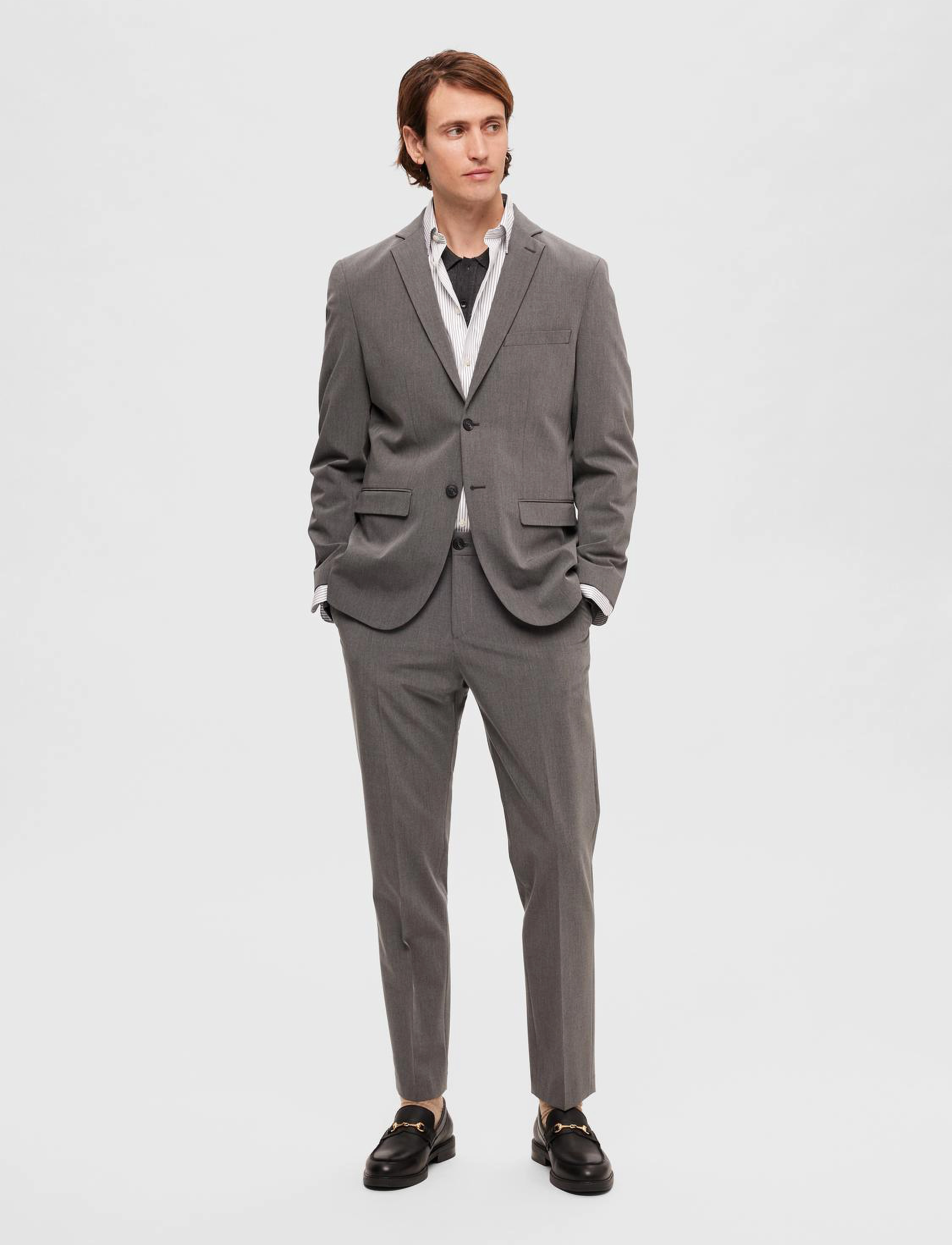 Selected - SLMSLIM-LIAM BLZ FLEX NOOS - enkelknäppta kavajer - medium grey melange - 4