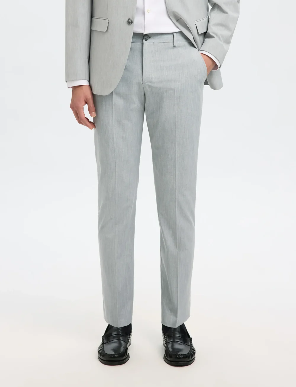 Selected - SLHSLIM-LIAM TRS FLEX NOOS - anzugshosen - light grey melange - 3