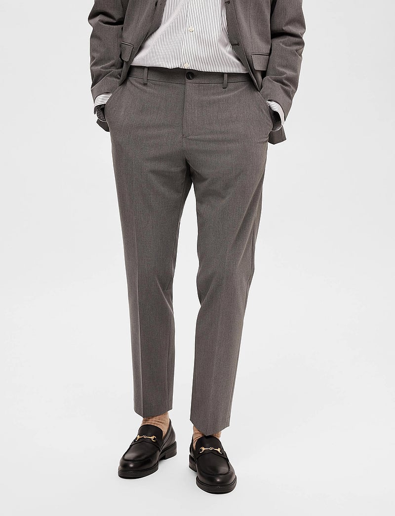 Selected - SLMSLIM-LIAM TRS FLEX NOOS - Ülikonnapüksid - medium grey melange - 0