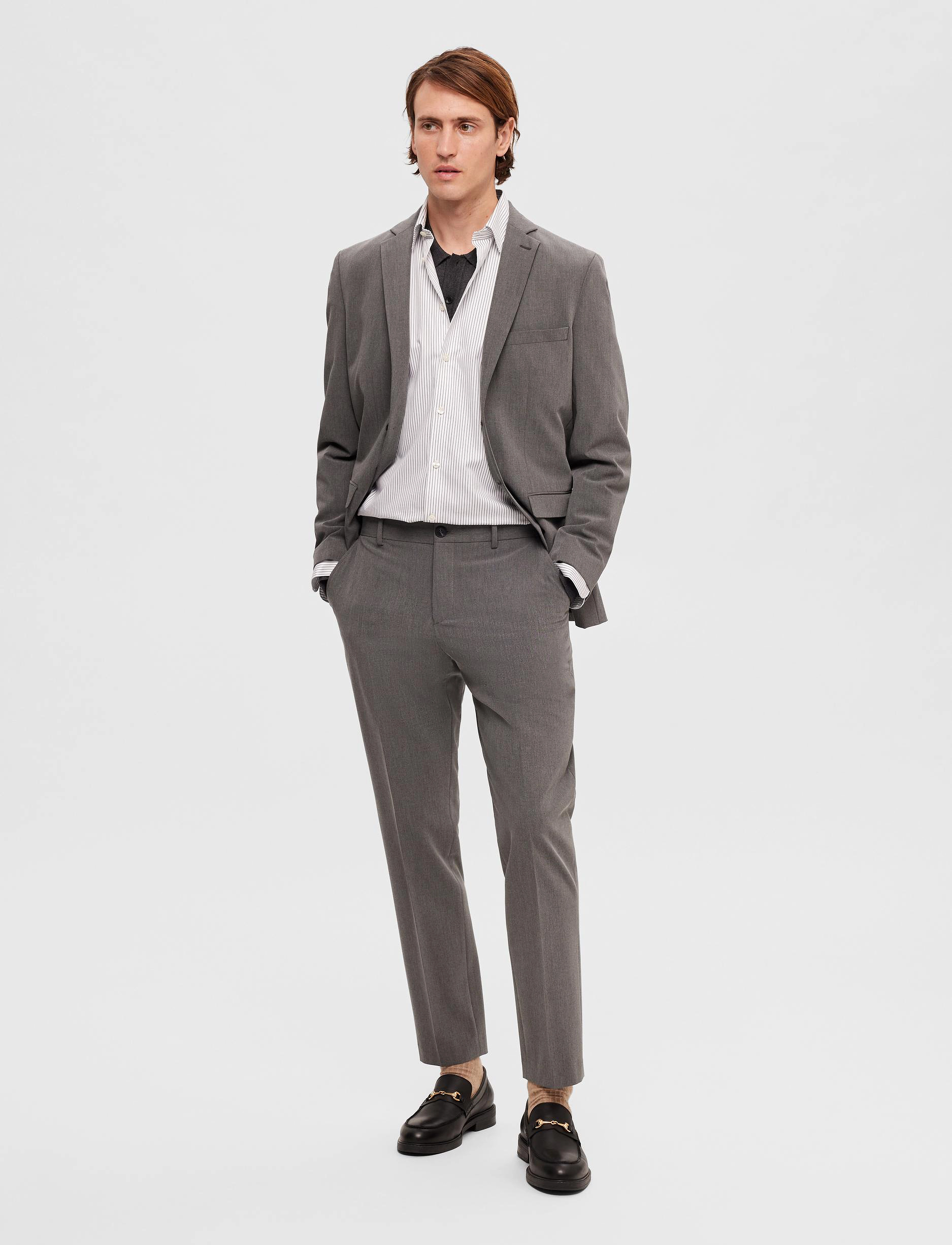 Selected - SLMSLIM-LIAM TRS FLEX NOOS - suit trousers - medium grey melange - 4