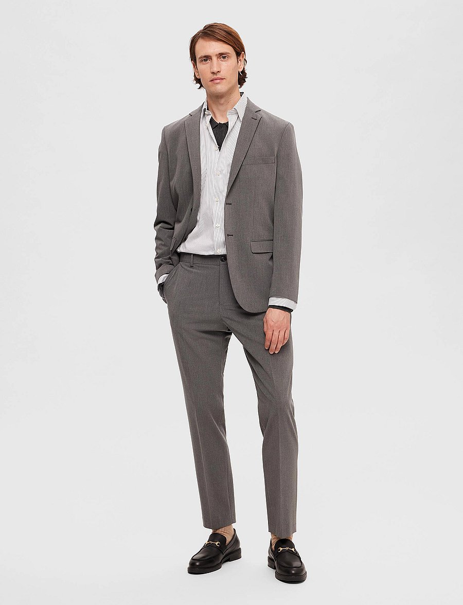 Selected - SLMSLIM-LIAM TRS FLEX NOOS - puvunhousut - medium grey melange - 5