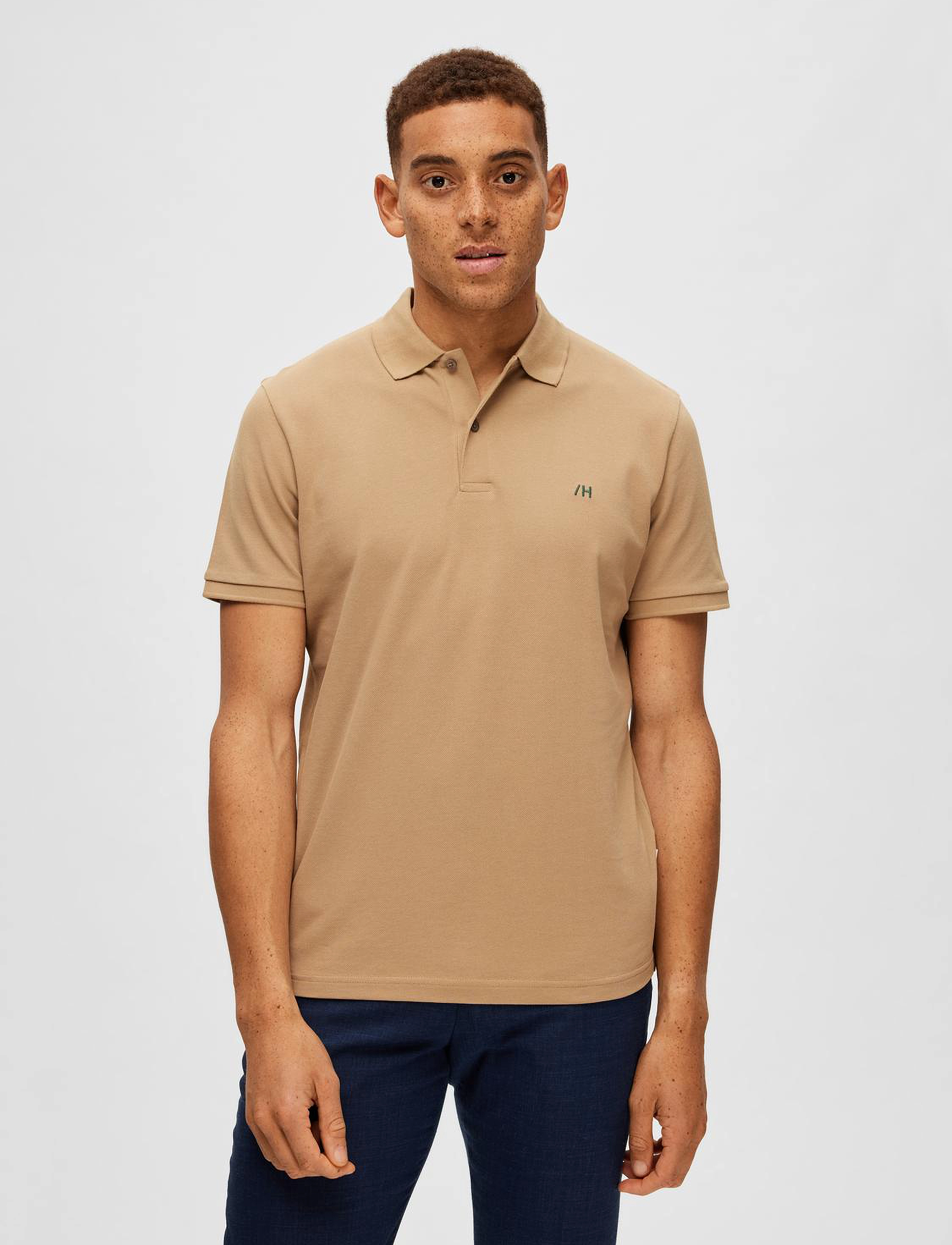 Selected SLHDANTE SS POLO NOOS - Poloer - KELP / beige