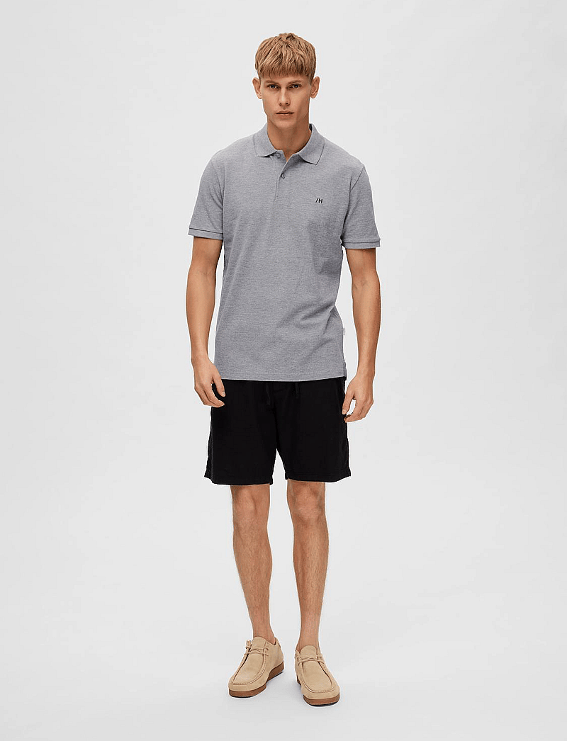 Selected - SLHDANTE SS POLO NOOS - kortärmade pikéer - medium grey melange - 4