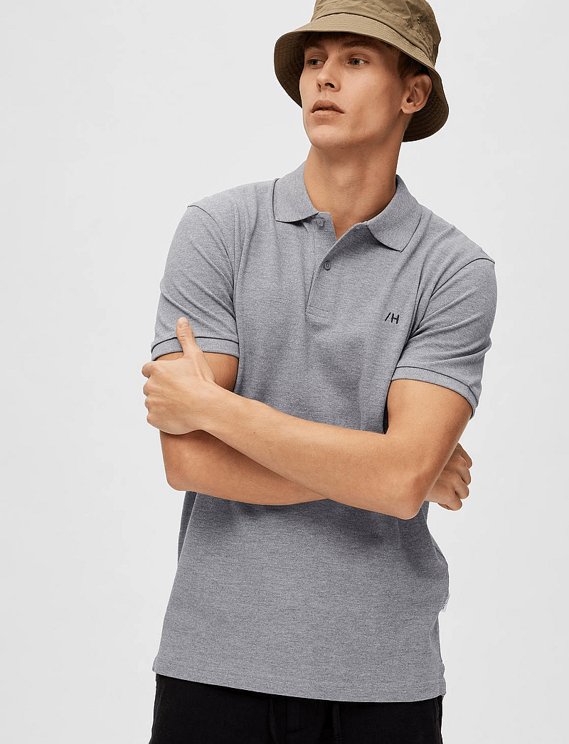 Selected - SLHDANTE SS POLO NOOS - kortärmade pikéer - medium grey melange - 5