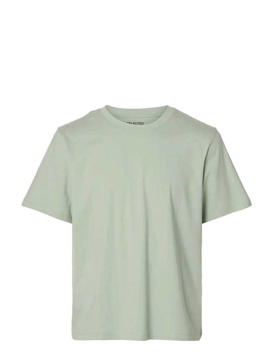 Selected - SLMASPEN SS O-NECK TEE NOOS - kurzärmelige t-shirts - aqua gray - 1