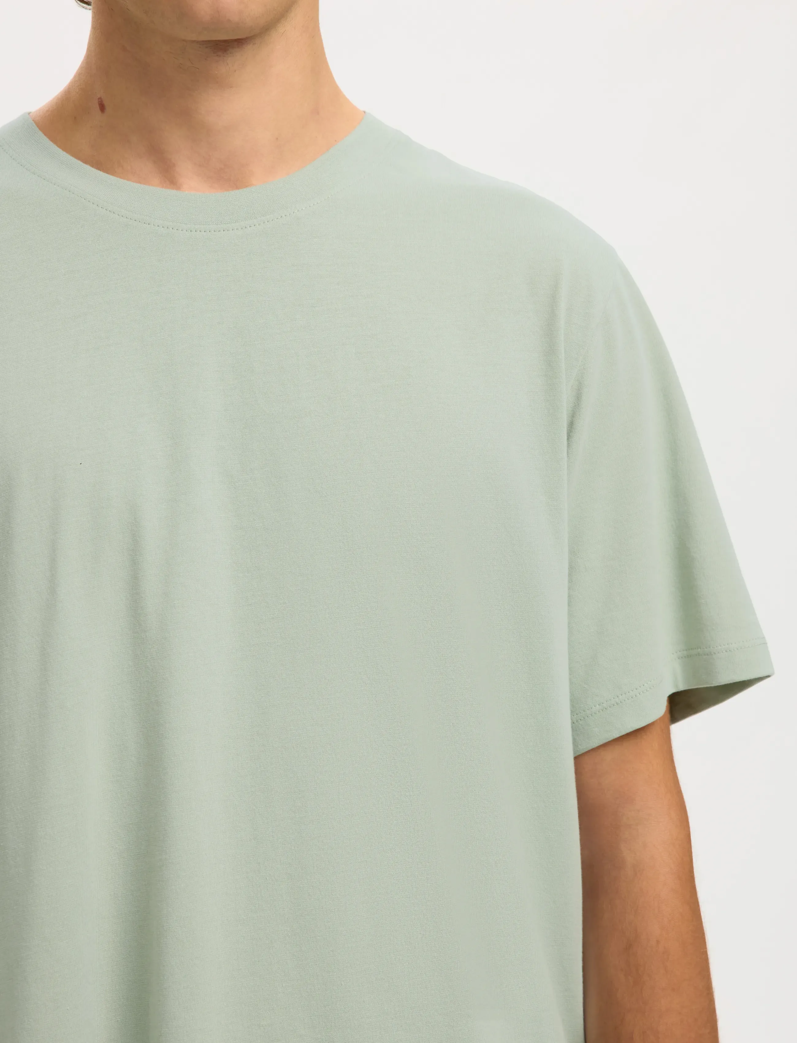 Selected - SLMASPEN SS O-NECK TEE NOOS - kortærmede t-shirts - aqua gray - 4
