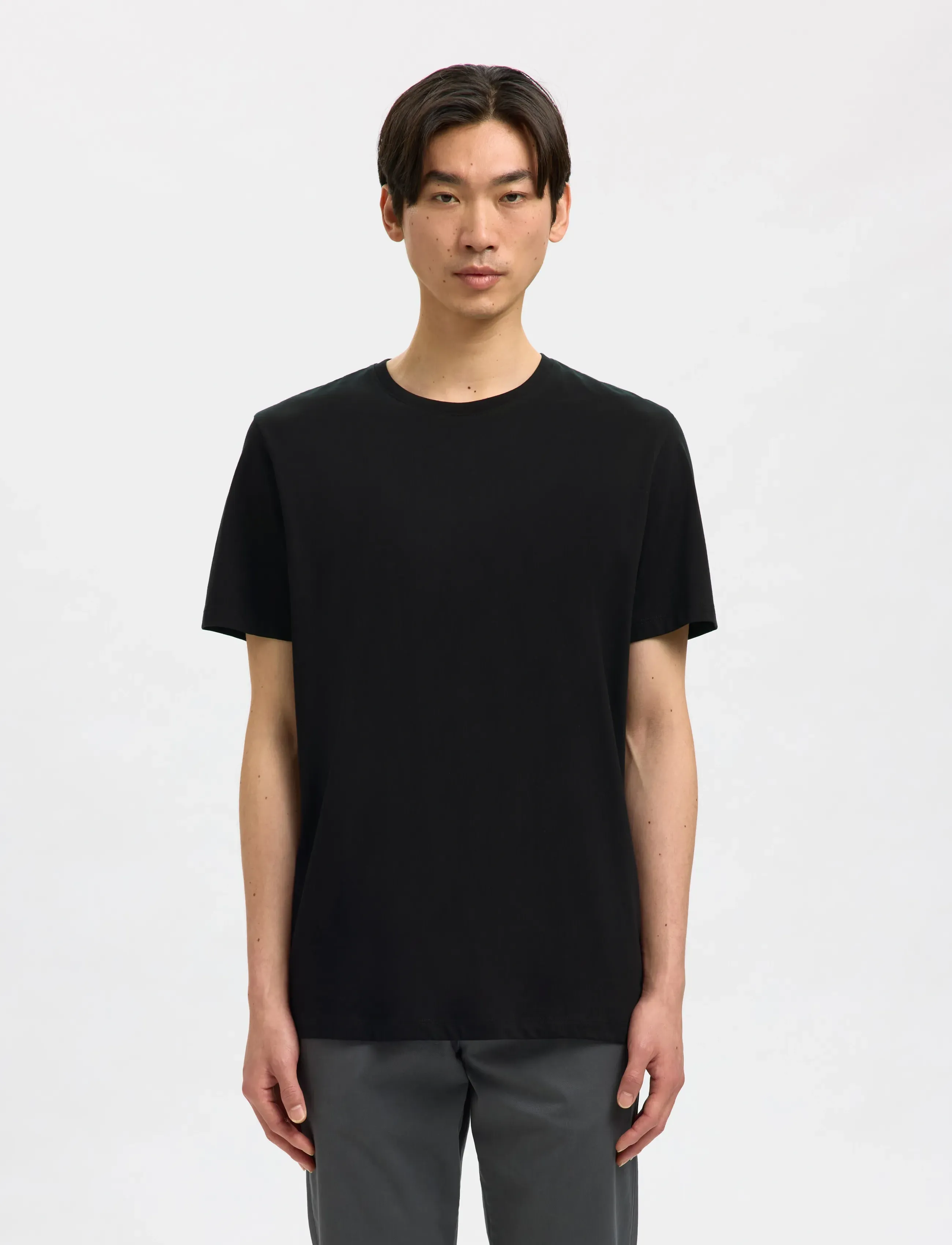 Selected SLHASPEN SS O-NECK TEE NOOS - Kläder - BLACK / black