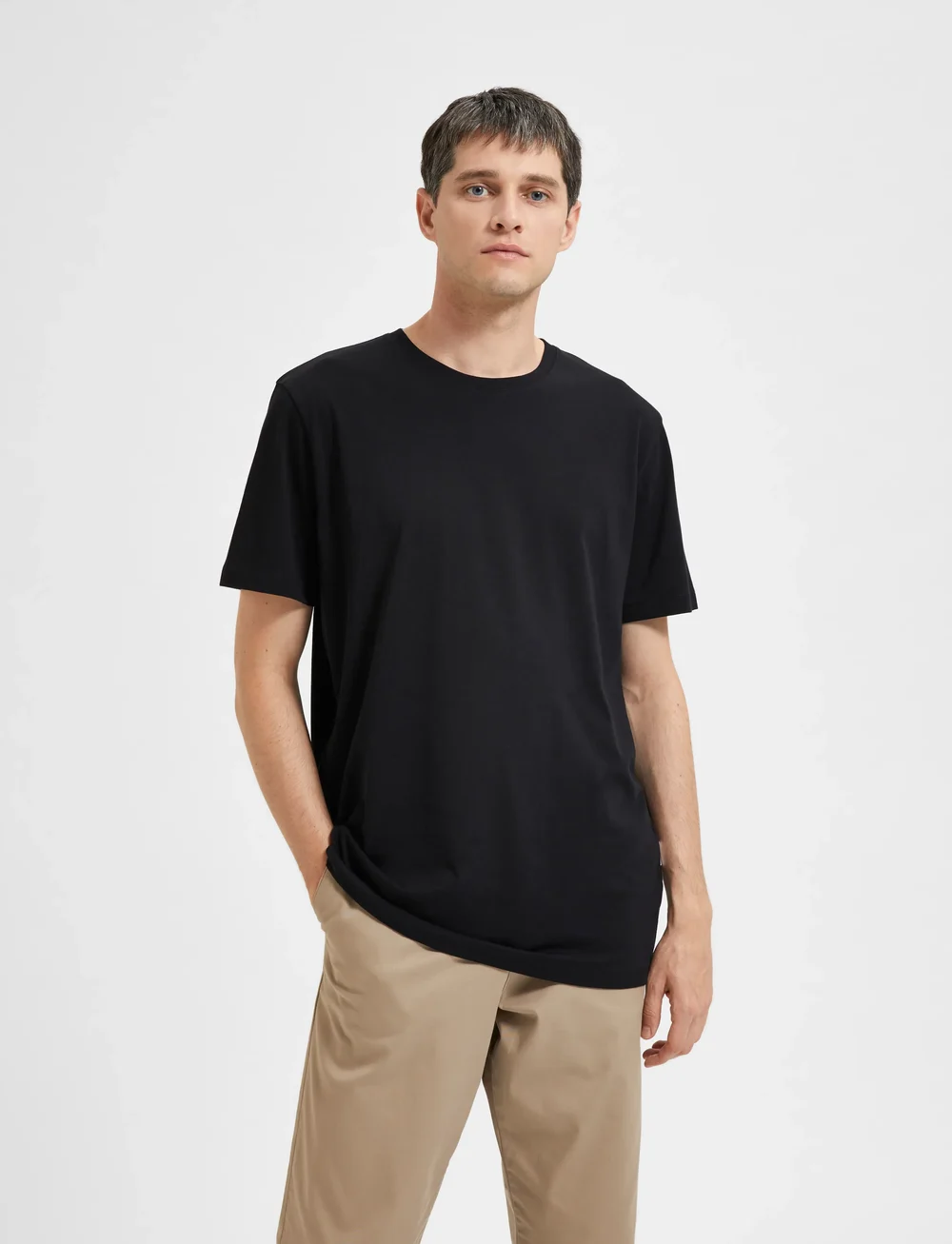Selected - SLHASPEN SS O-NECK TEE NOOS - kortärmade t-shirts - black - 0
