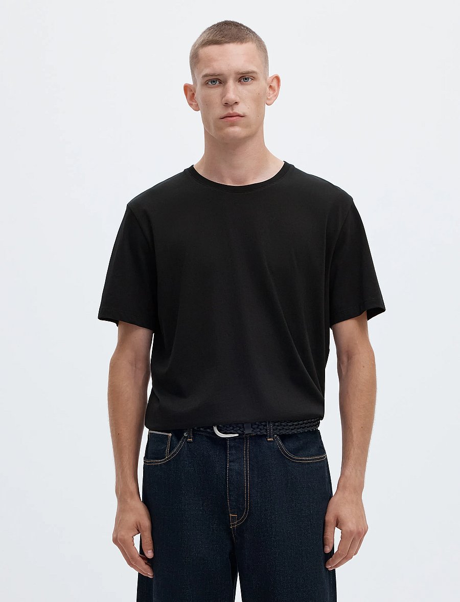 Selected - SLMASPEN SS O-NECK TEE NOOS - lühikeste varrukatega t-särgid - black - 0