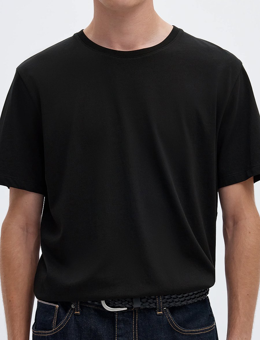 Selected - SLMASPEN SS O-NECK TEE NOOS - lühikeste varrukatega t-särgid - black - 5