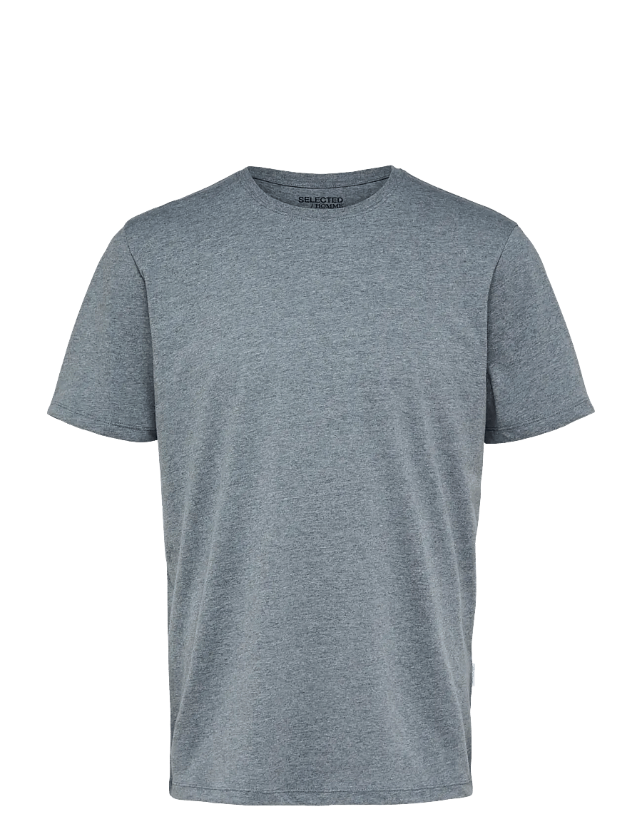 Selected - SLMASPEN SS O-NECK TEE NOOS - kurzärmelige t-shirts - medium grey melange - 1