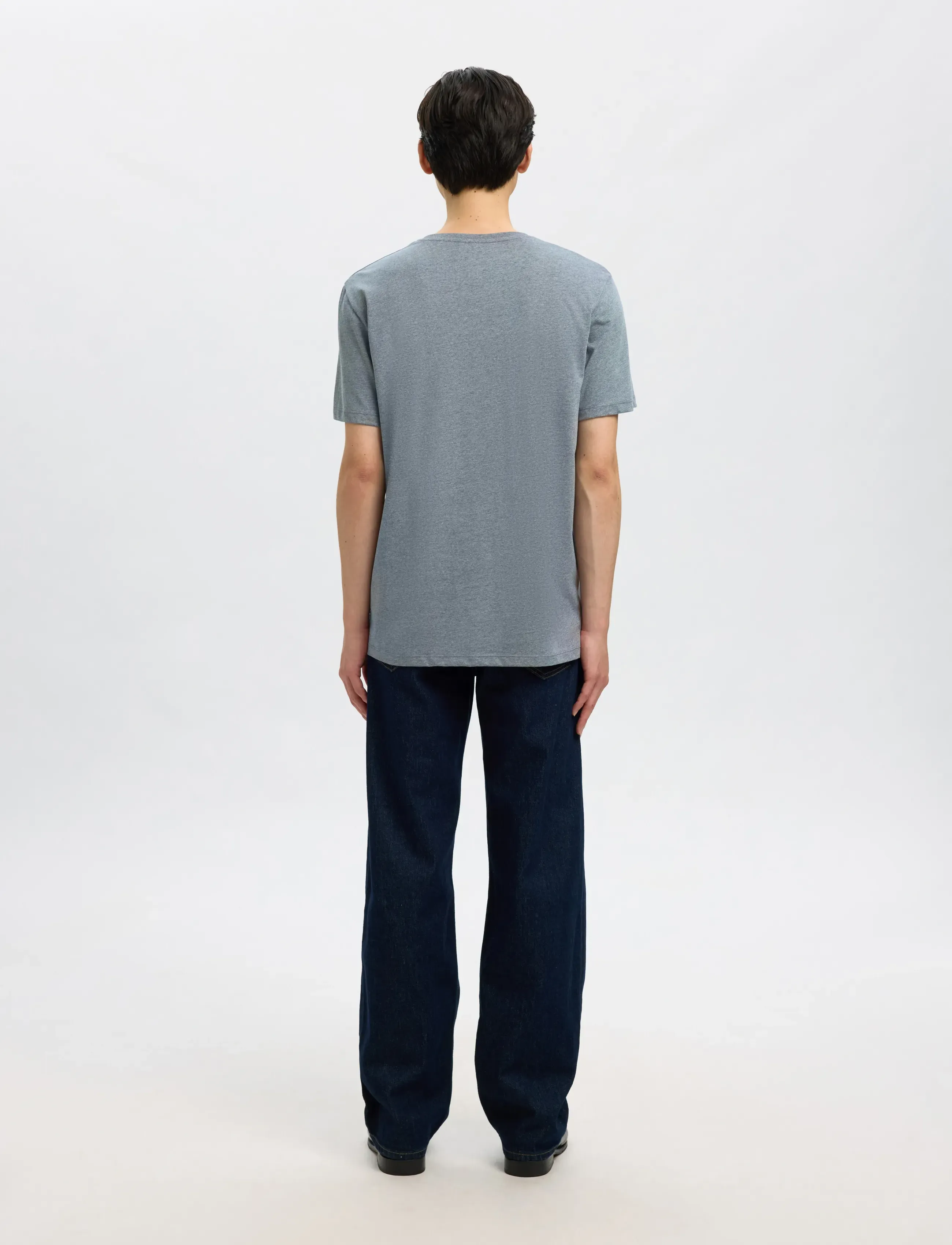 Selected - SLMASPEN SS O-NECK TEE NOOS - kurzärmelige t-shirts - medium grey melange - 2
