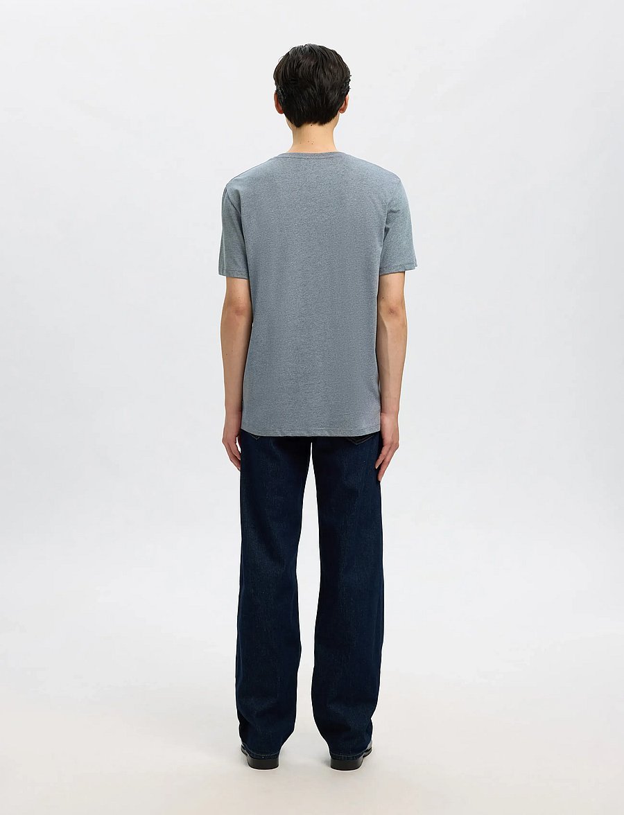 Selected - SLMASPEN SS O-NECK TEE NOOS - kurzärmelige t-shirts - medium grey melange - 2