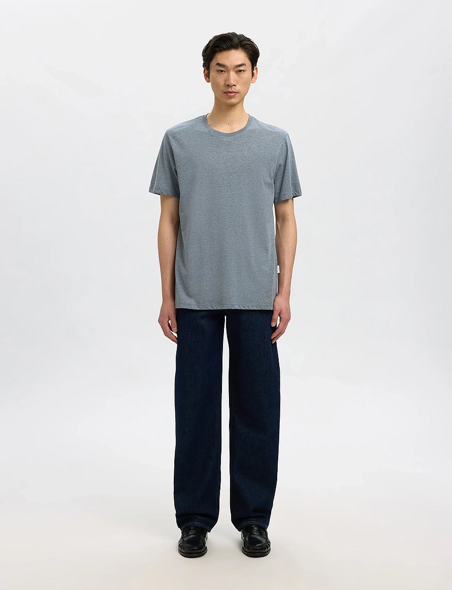 Selected - SLMASPEN SS O-NECK TEE NOOS - kurzärmelige t-shirts - medium grey melange - 3