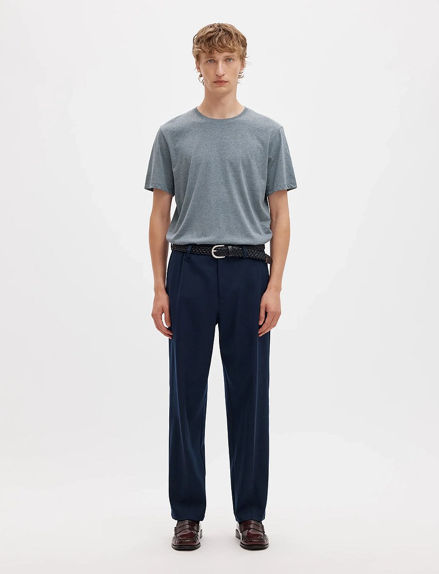 Selected - SLMASPEN SS O-NECK TEE NOOS - kurzärmelige t-shirts - medium grey melange - 3