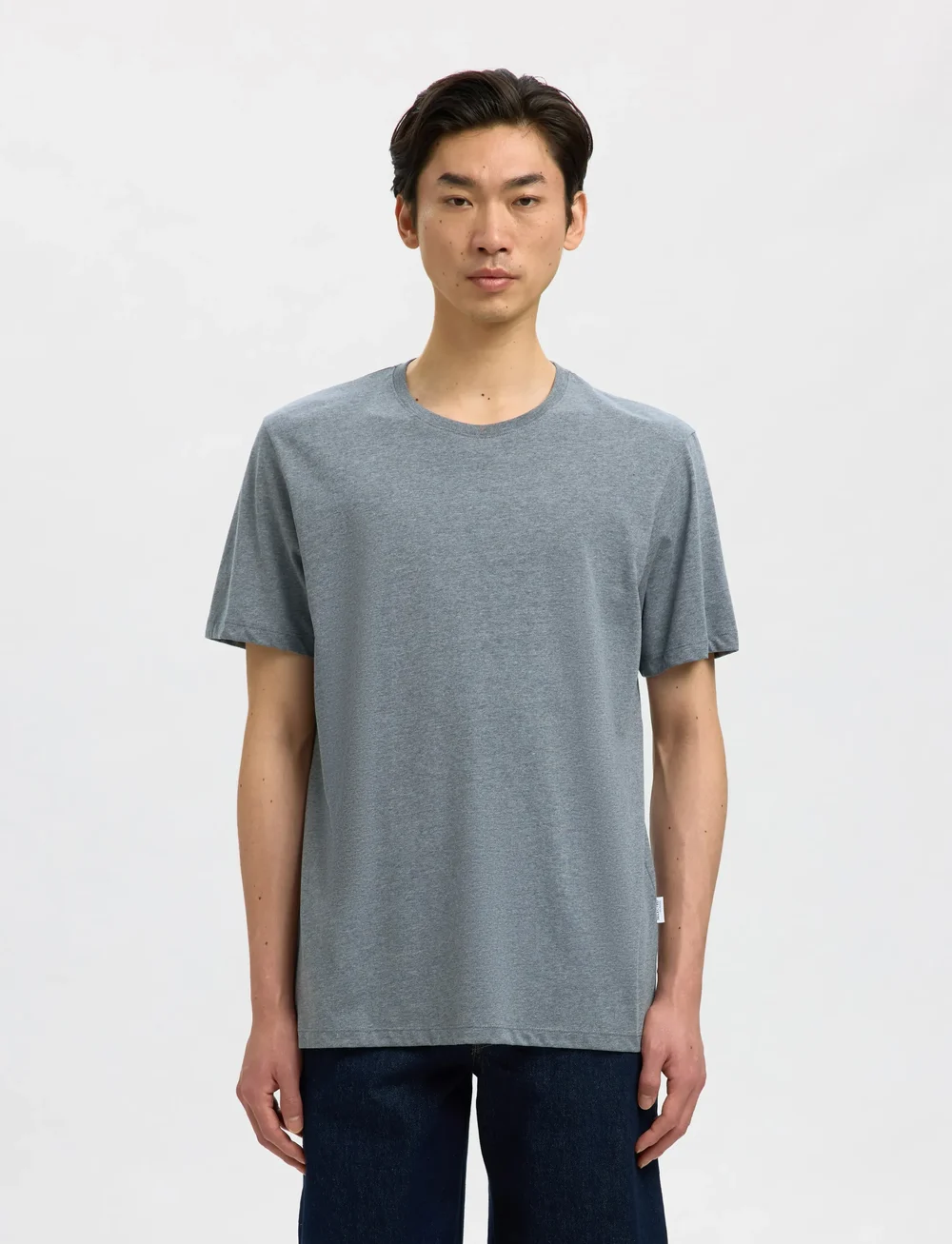 Selected - SLHASPEN SS O-NECK TEE NOOS - korte mouwen - medium grey melange - 5