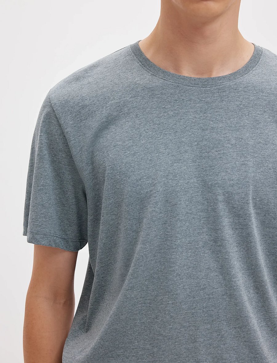 Selected - SLMASPEN SS O-NECK TEE NOOS - kurzärmelige t-shirts - medium grey melange - 4