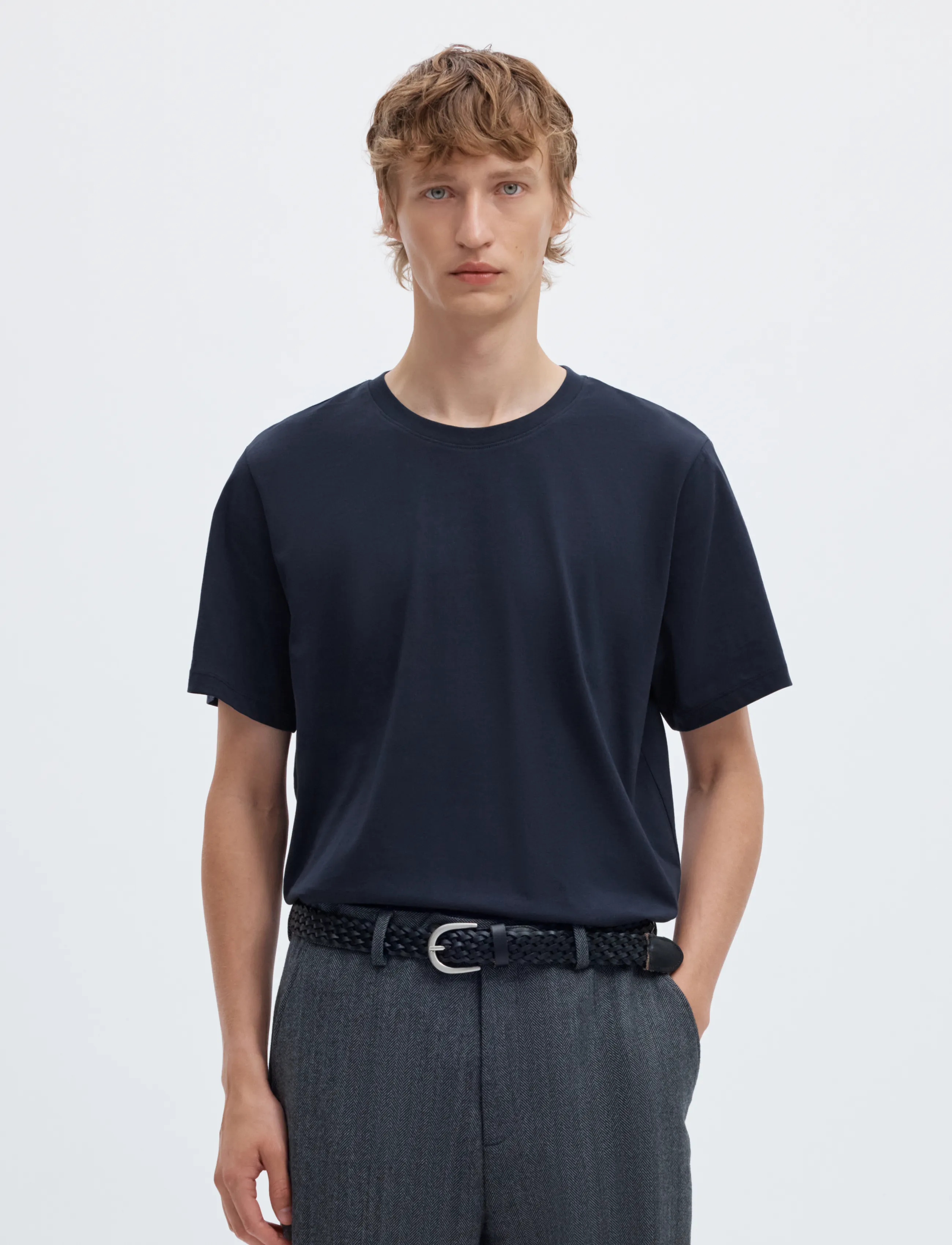 Selected SLMASPEN SS O-NECK TEE NOOS - T-shirts - NAVY BLAZER / navy
