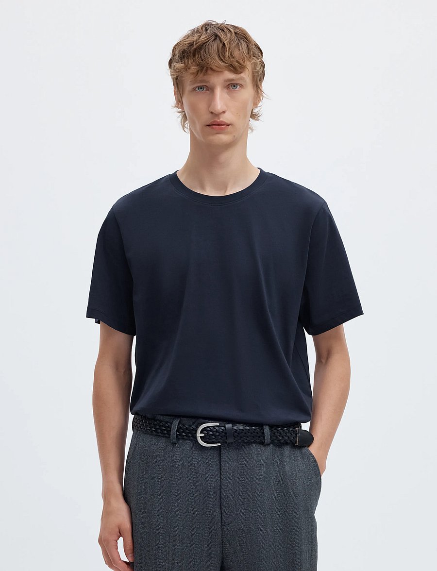 Selected - SLMASPEN SS O-NECK TEE NOOS - lühikeste varrukatega t-särgid - navy blazer - 0