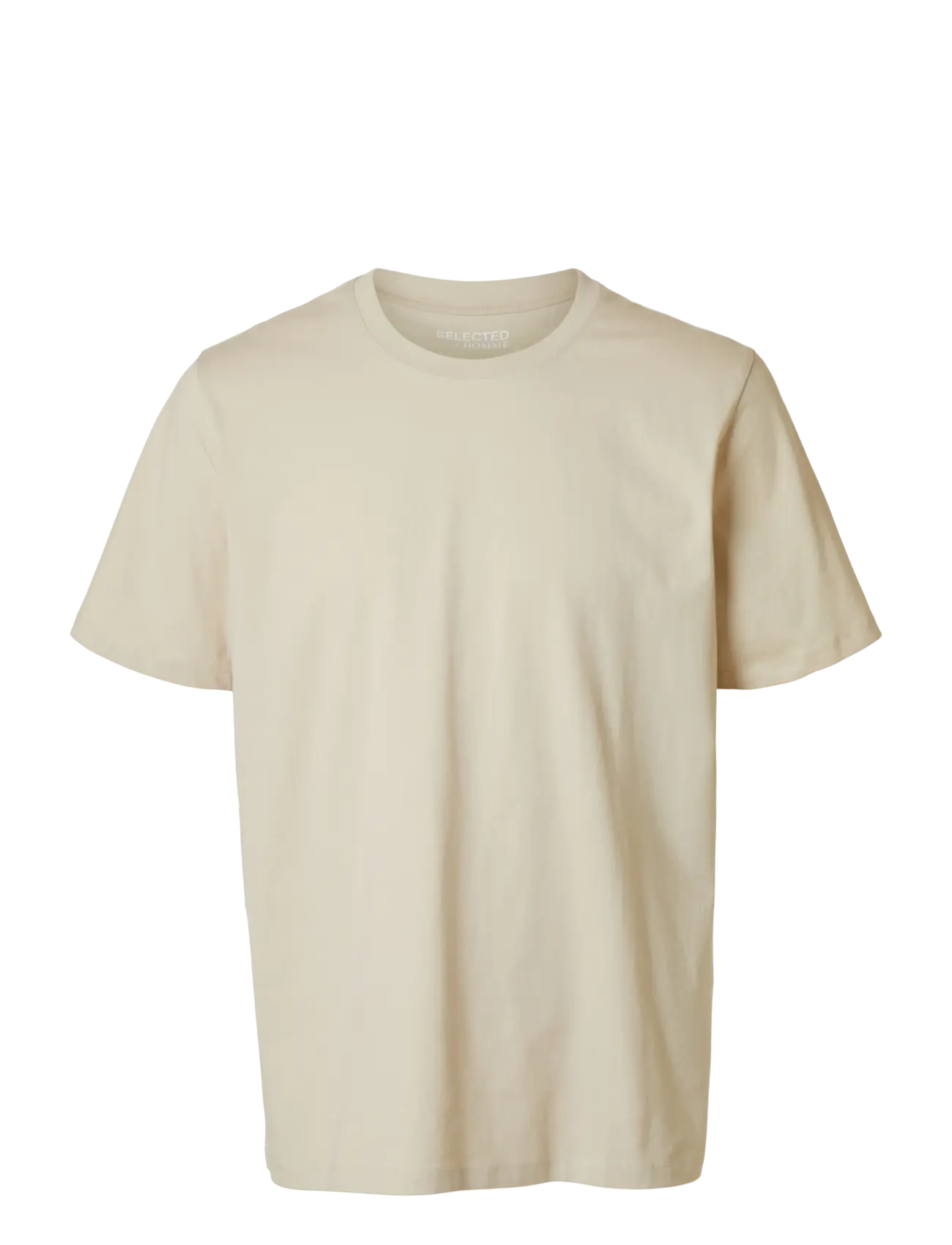 Selected SLHASPEN SS O-NECK TEE NOOS - T-shirts - OATMEAL / cream