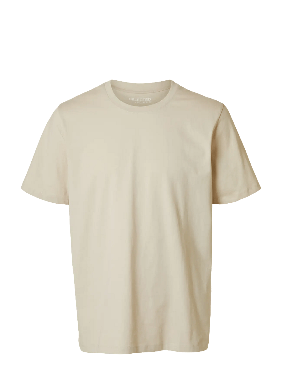 Selected - SLMASPEN SS O-NECK TEE NOOS - lühikeste varrukatega t-särgid - oatmeal - 1
