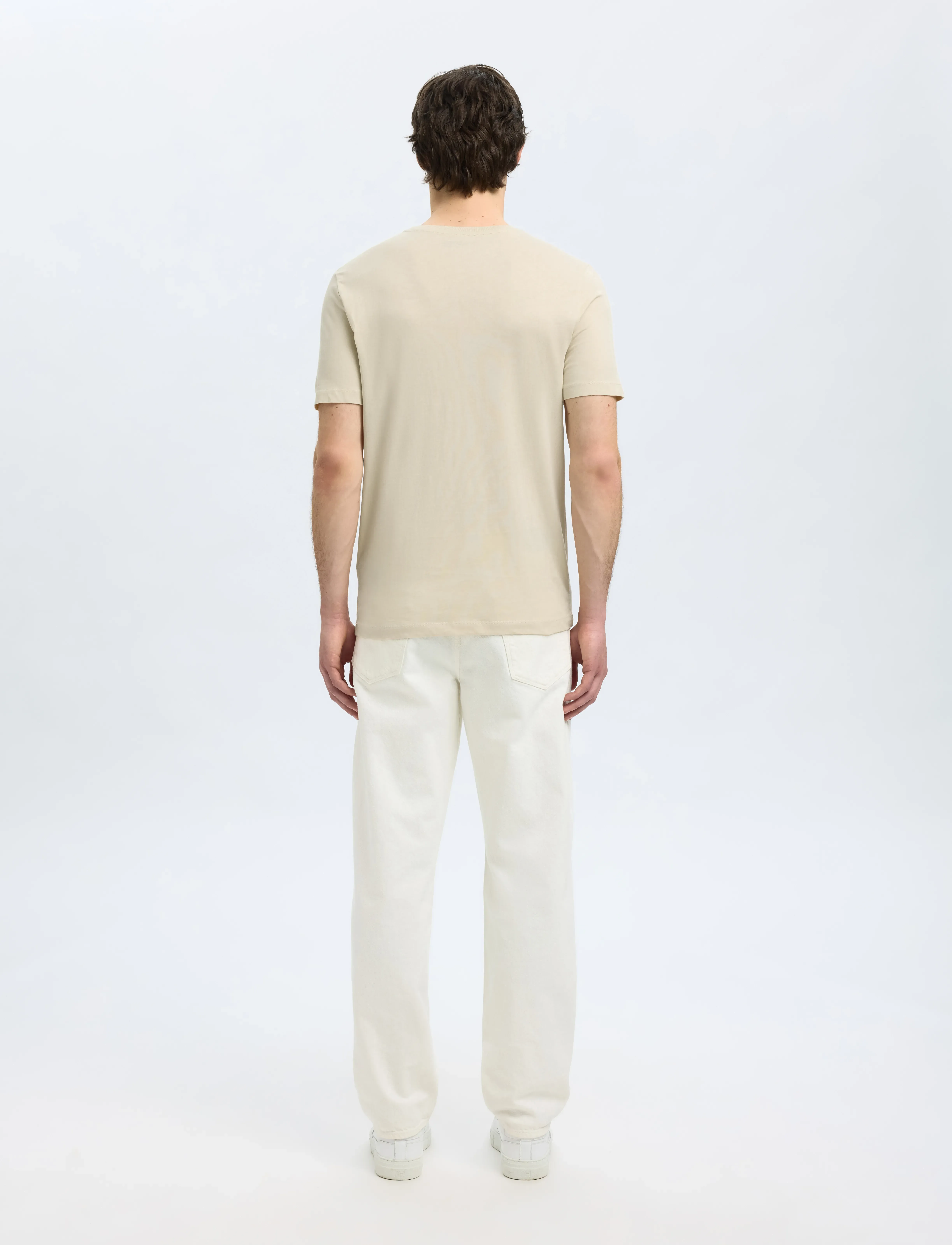 Selected - SLHASPEN SS O-NECK TEE NOOS - kortærmede t-shirts - oatmeal - 2