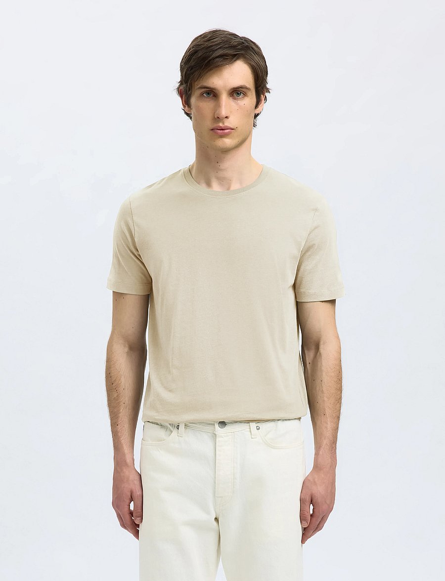 Selected - SLMASPEN SS O-NECK TEE NOOS - lühikeste varrukatega t-särgid - oatmeal - 5